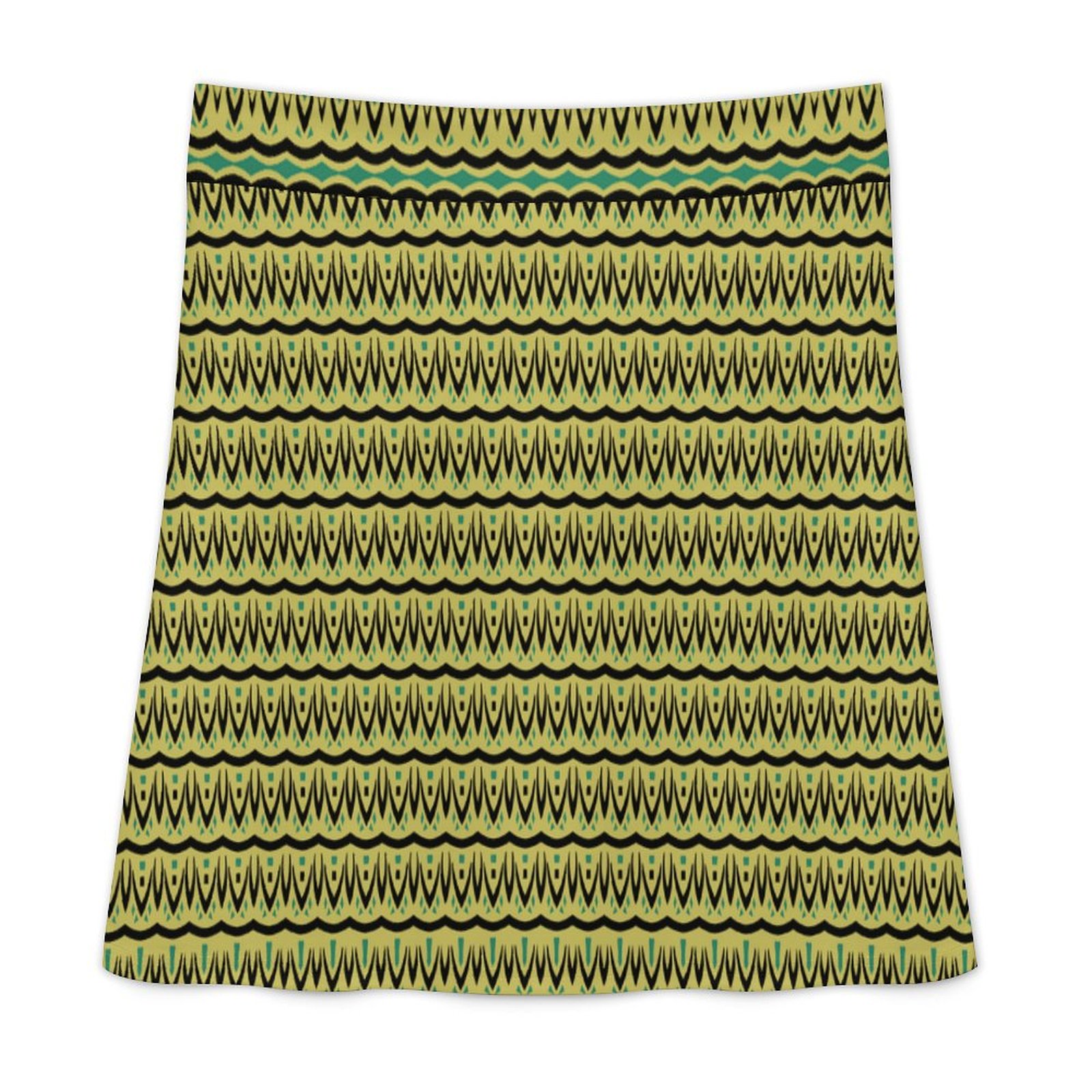 tribal beige cyan & black Women's All Over Print Skirt (BTQ1)