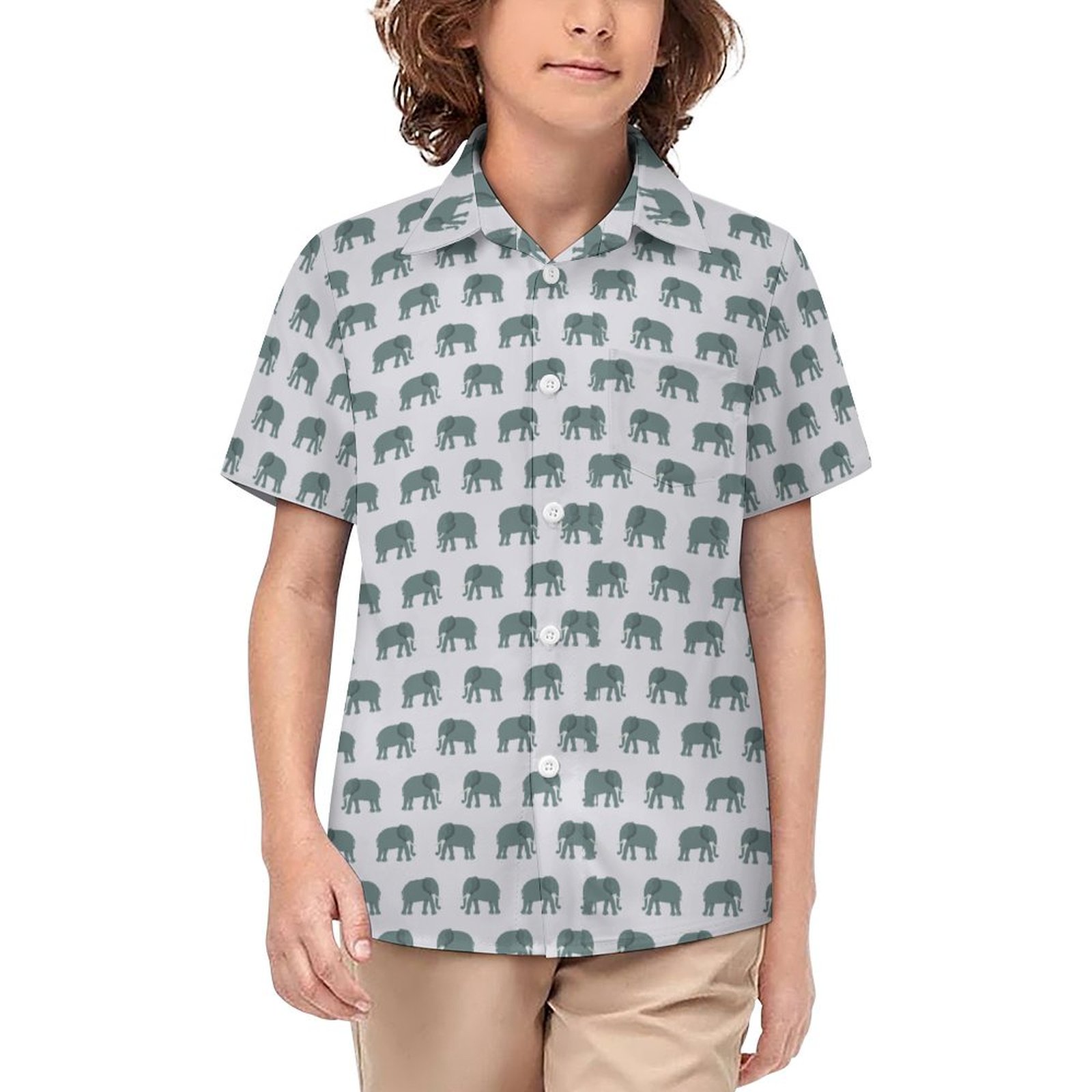 Bohemian Boy's Elephant Shirt, Trendy Summer fashion