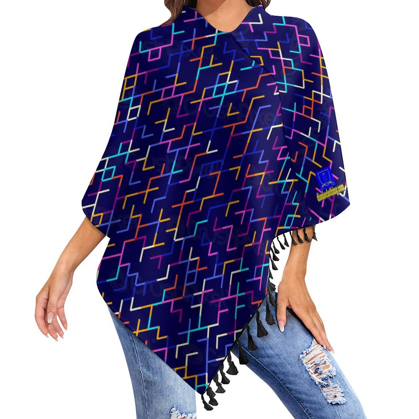 DIONIO Clothing - Ladies' Multi-Color Zig Zag Tassel Cape