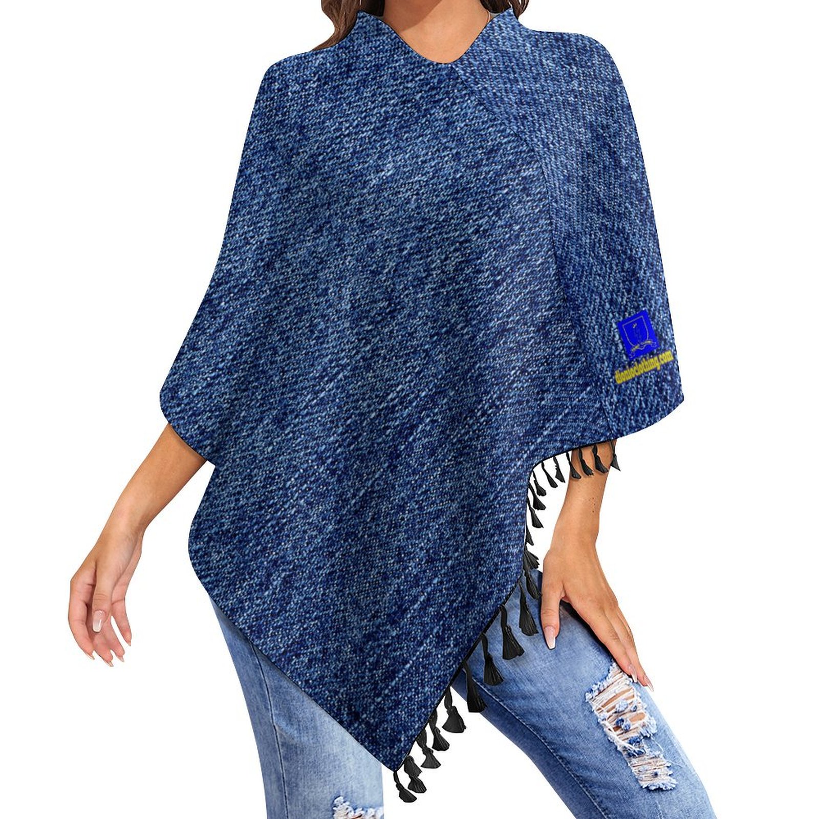 DIONIO Clothing - Denim Like Blue Jean Tassel Cape