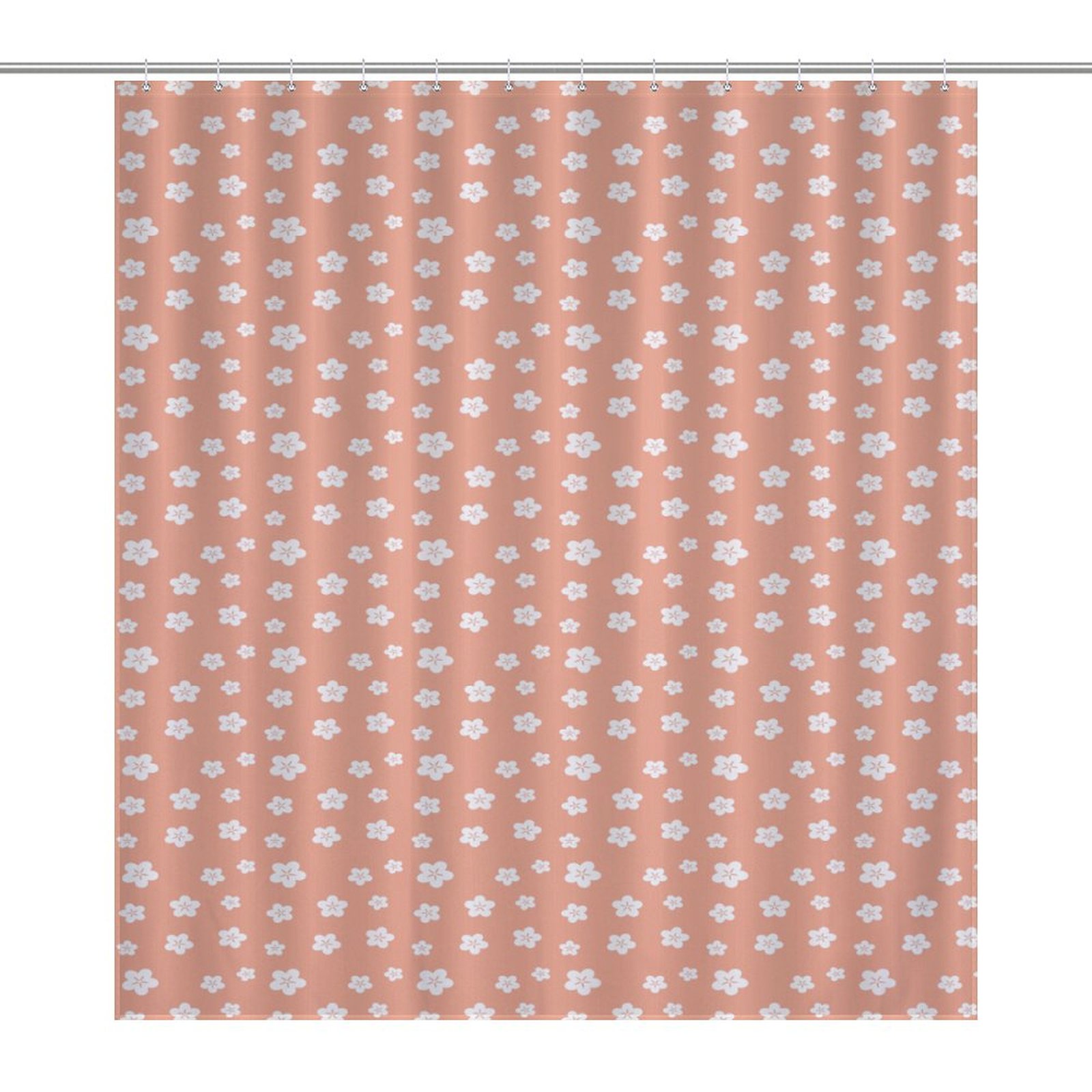 Aesthetic Orange Floral Pattern Bath curtain
