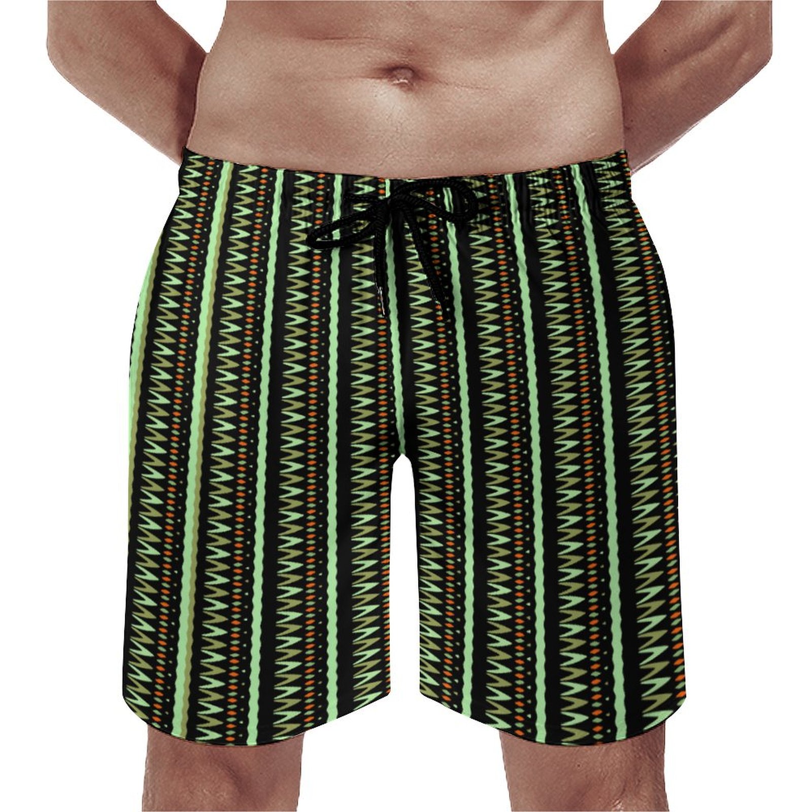 boho striped black orange aquamarine