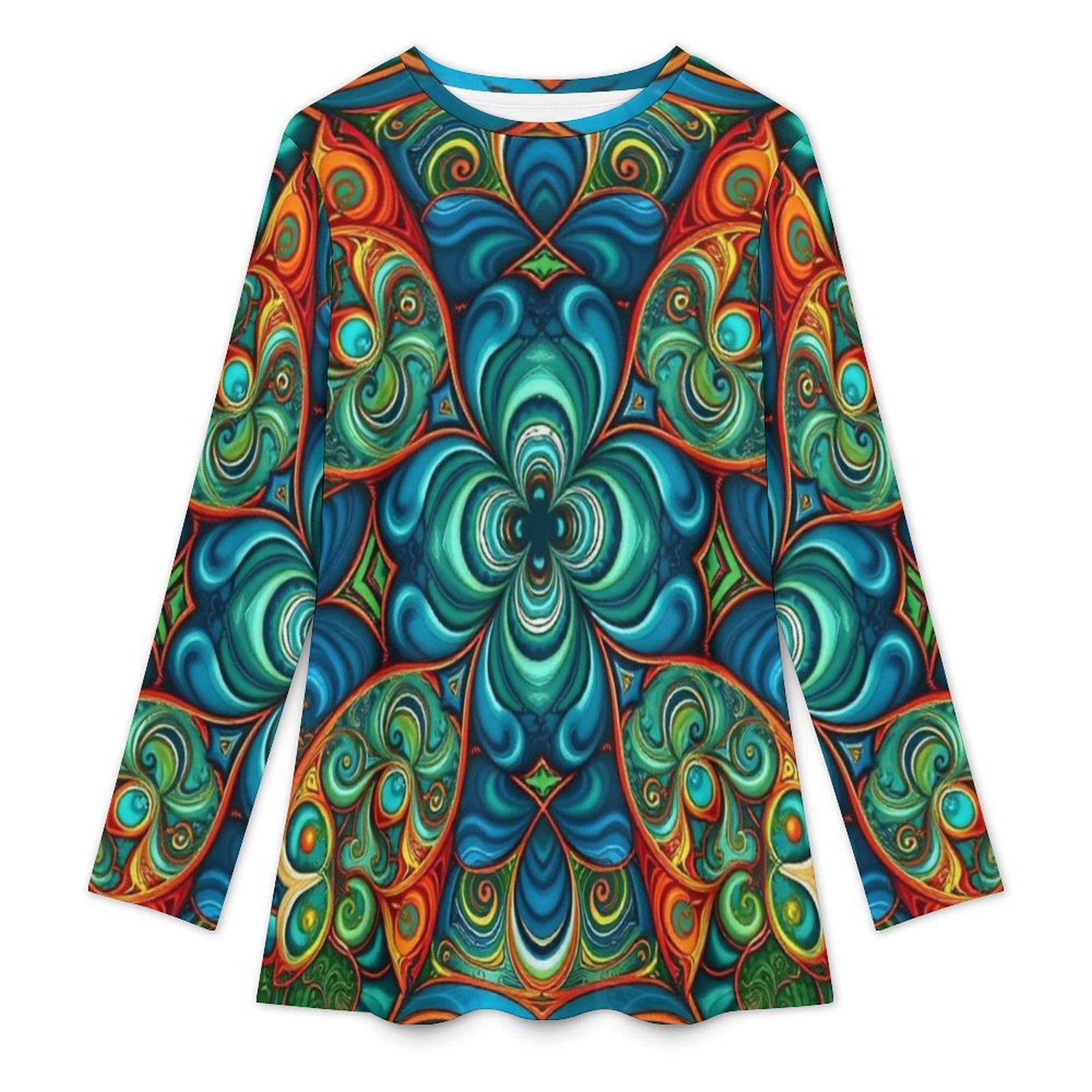 Psychedelic Kaleidoscope Shirt Muslim round neck long sleeved shirt