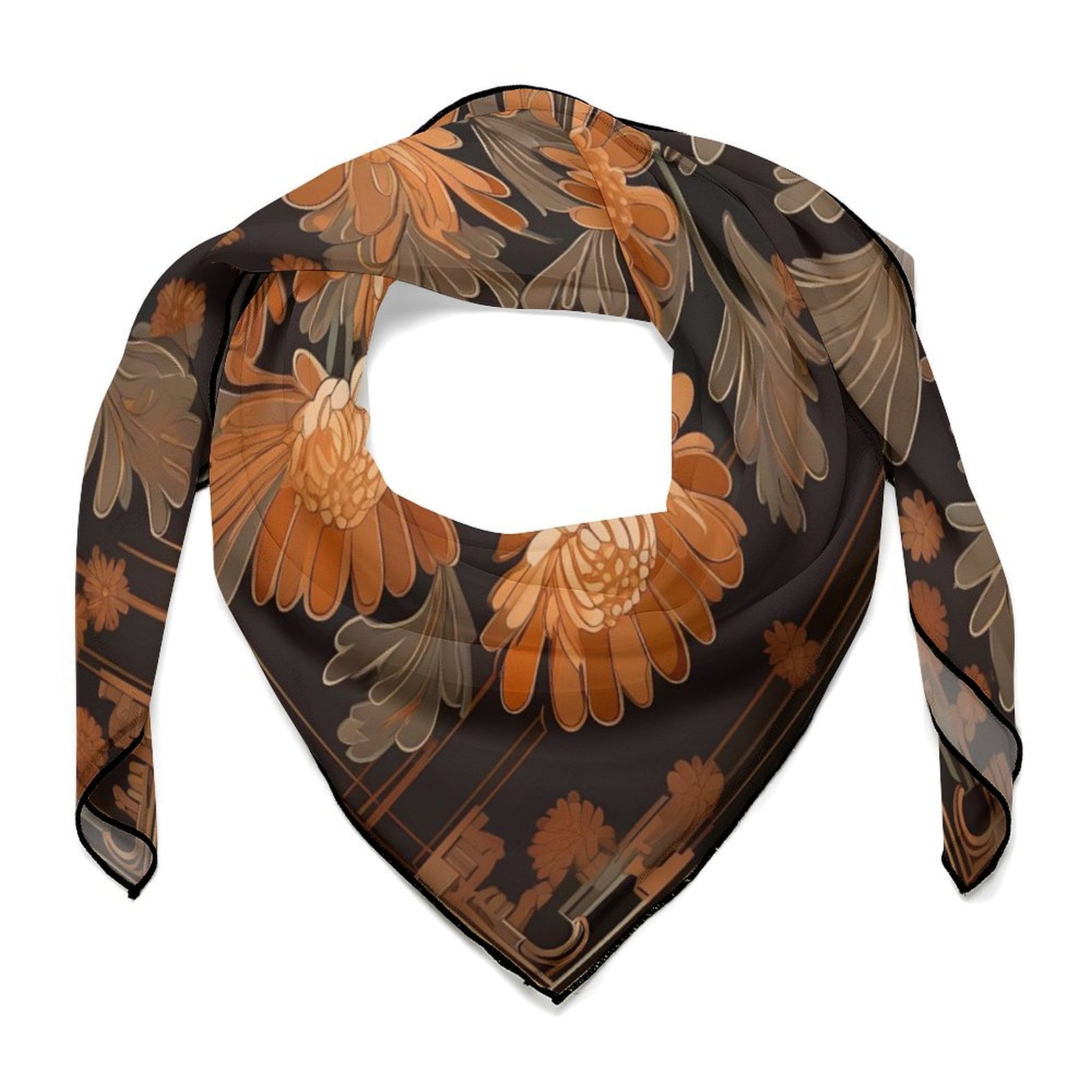 Orange Chrysanthemums Custom Scarf