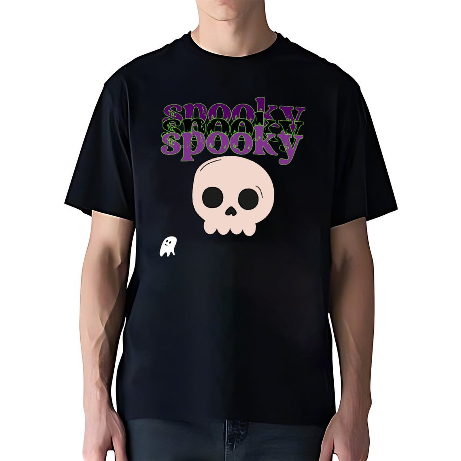Spooky Skull And Ghost Happy Halloween T-shirt