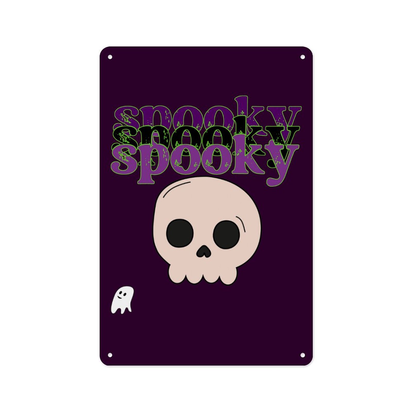 Spooky Skull And Ghost Happy Halloween Aluminum plaque painting