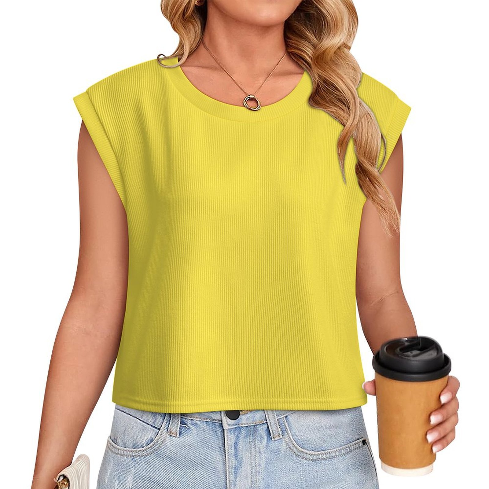 Fine Yellow Women's knitted vest