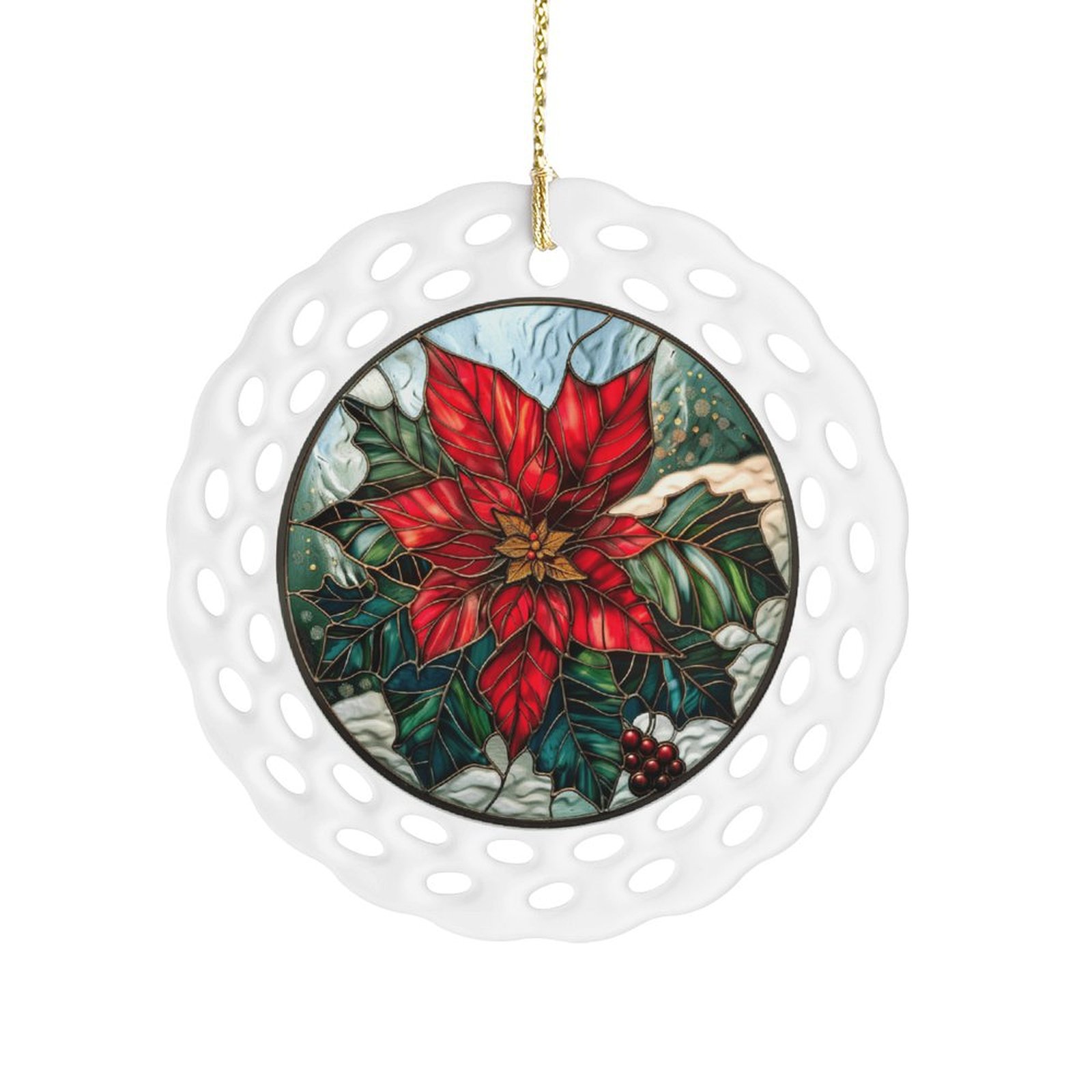 Round Poinsettias - Christmas Ornament