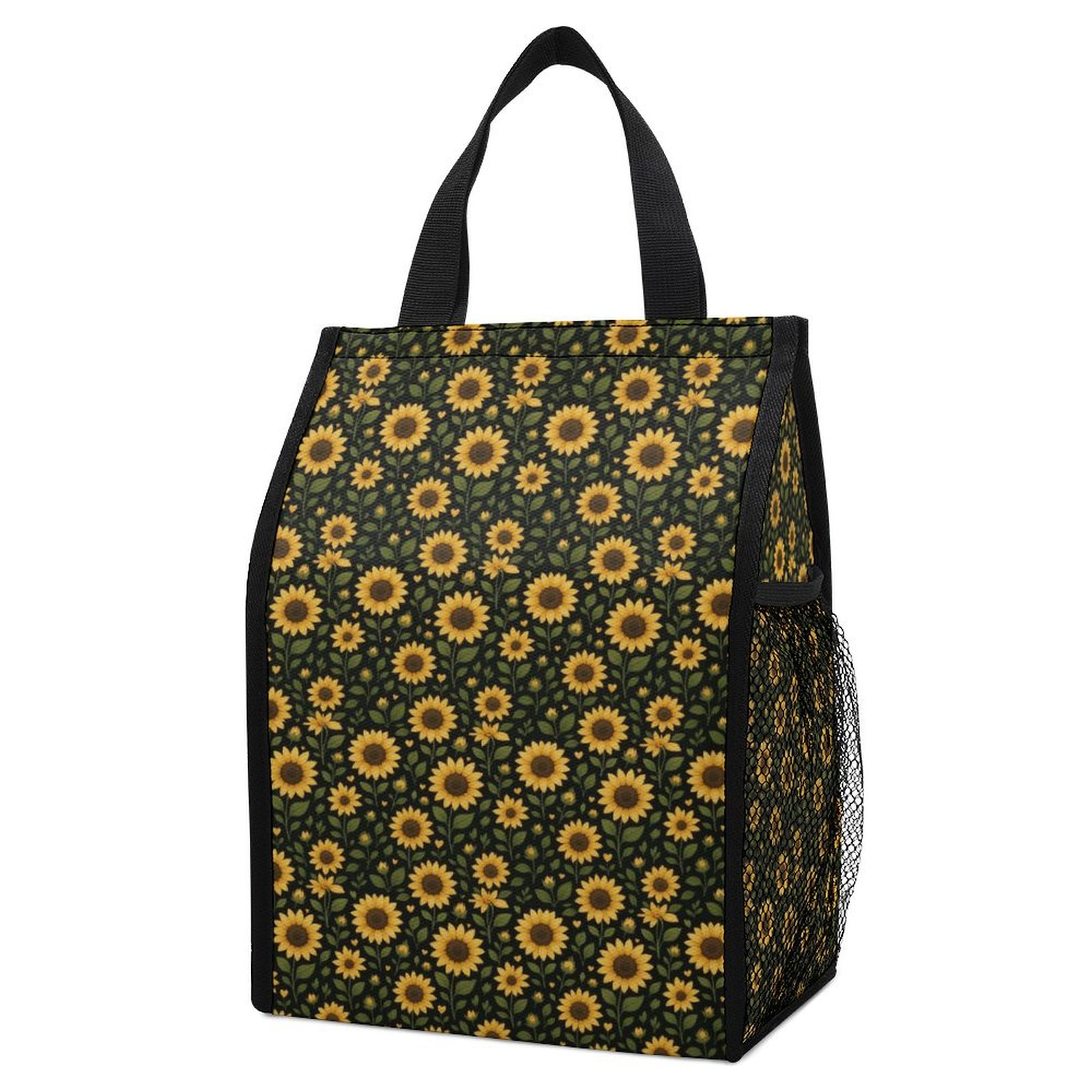 Sunflowers on a Black Background Lunch Bag
