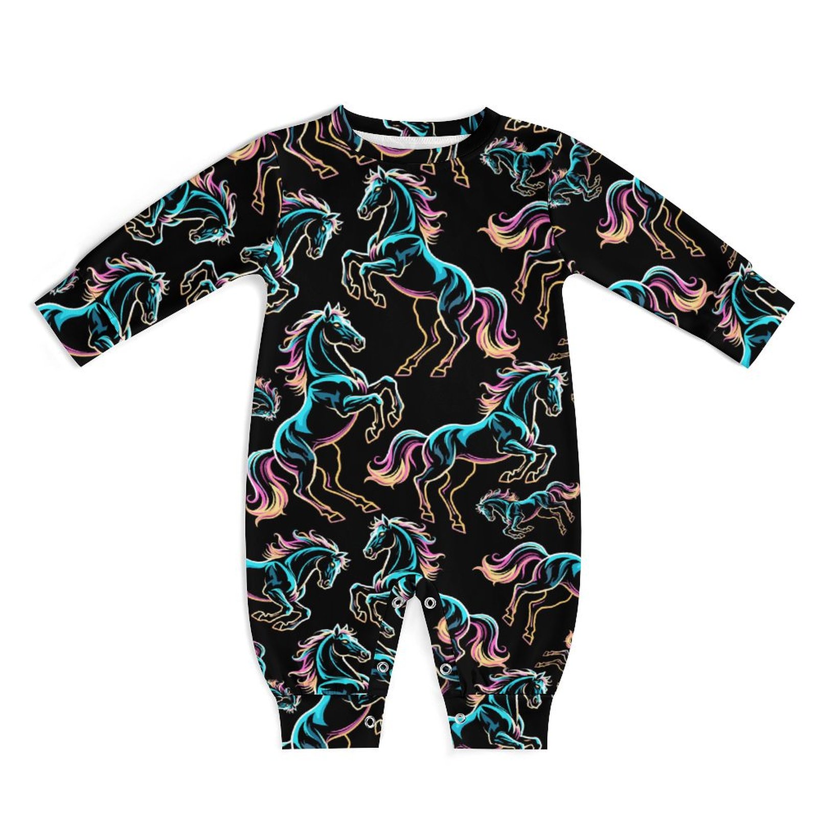 Wild Horse Neon Glitch Colors Baby romper