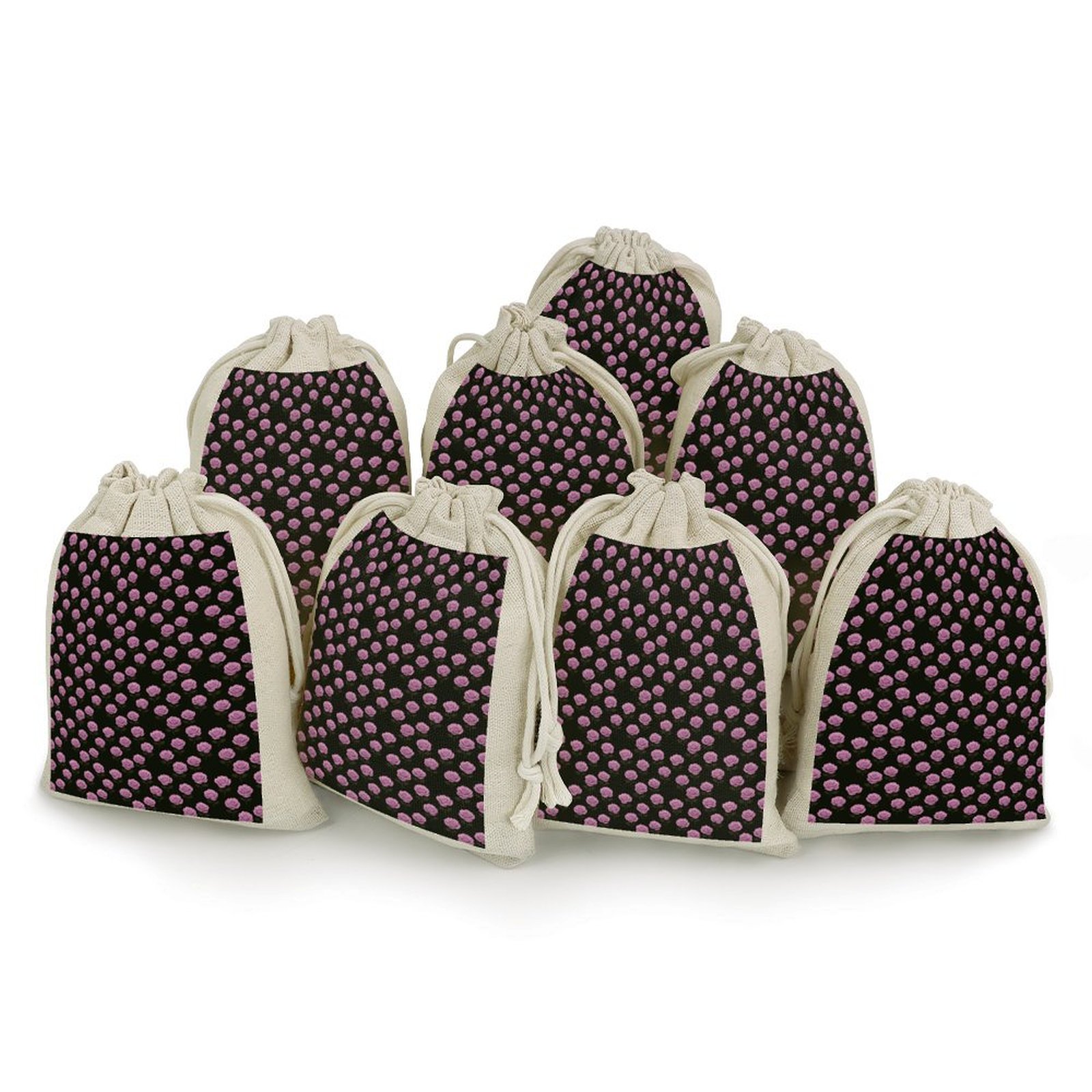 Purple Roses on a Black Background Cotton and hemp bunches pocket