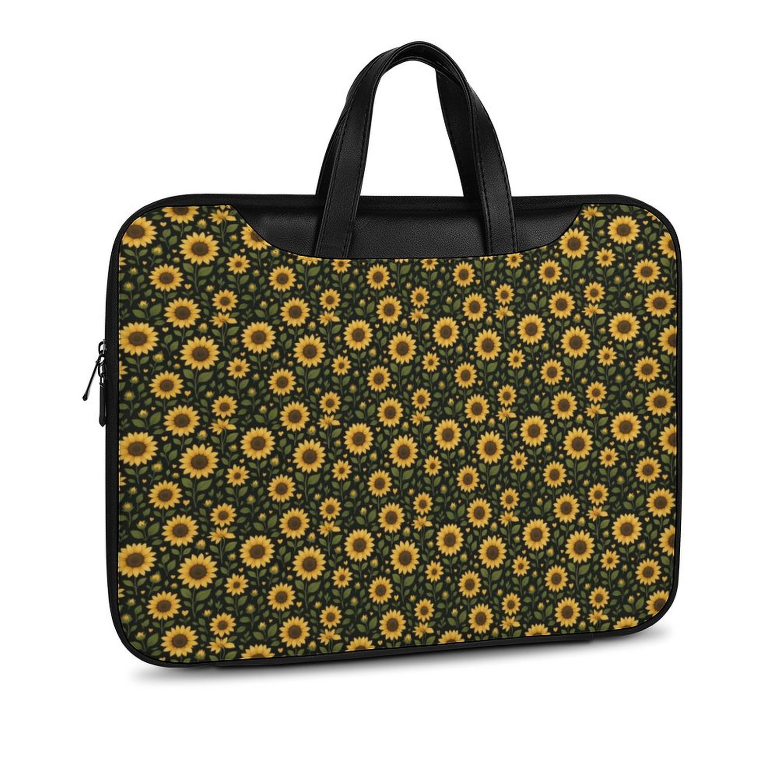 Sunflowers on a Black Background Leather computer bag