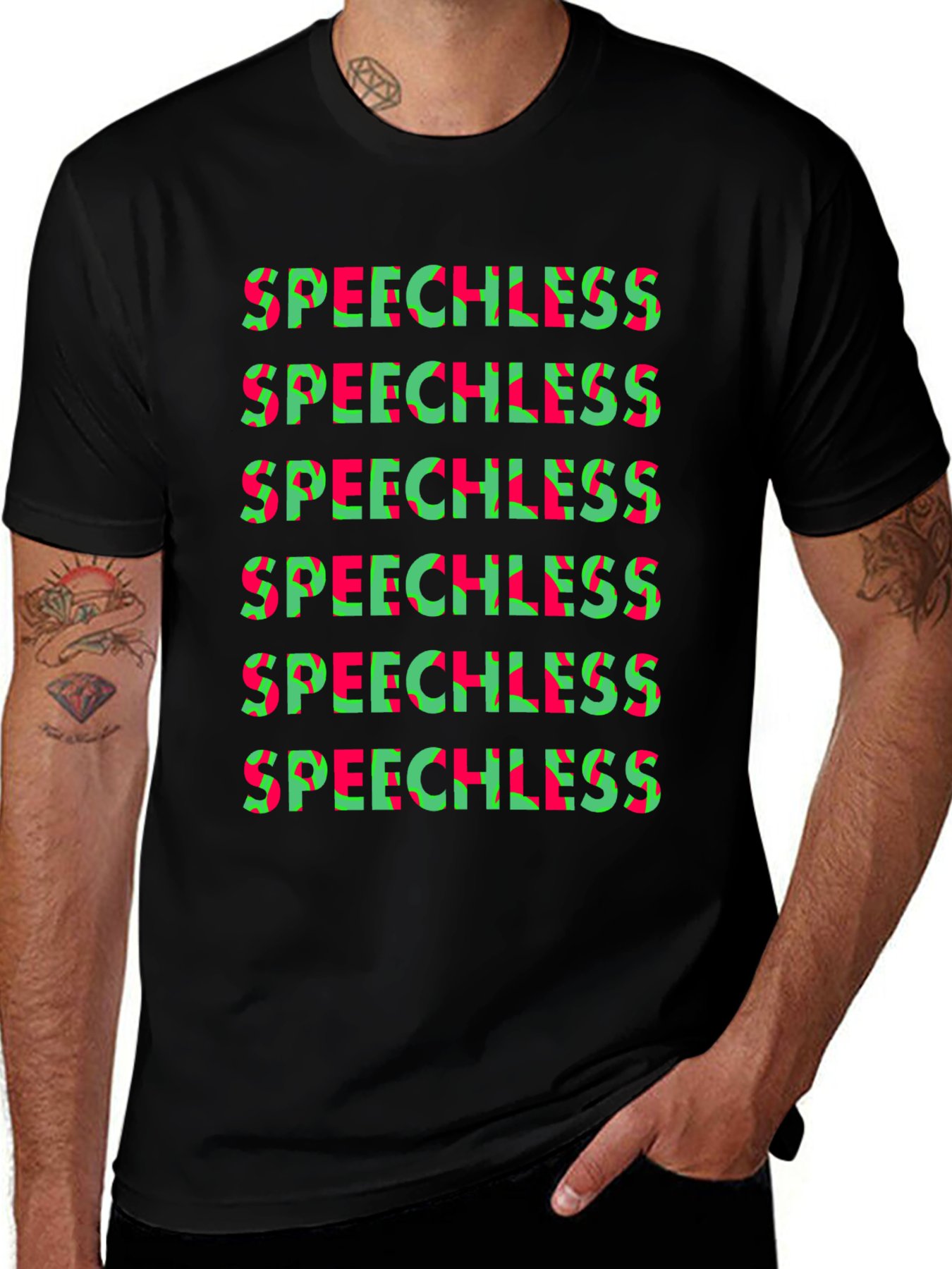 speechless pink cyan green