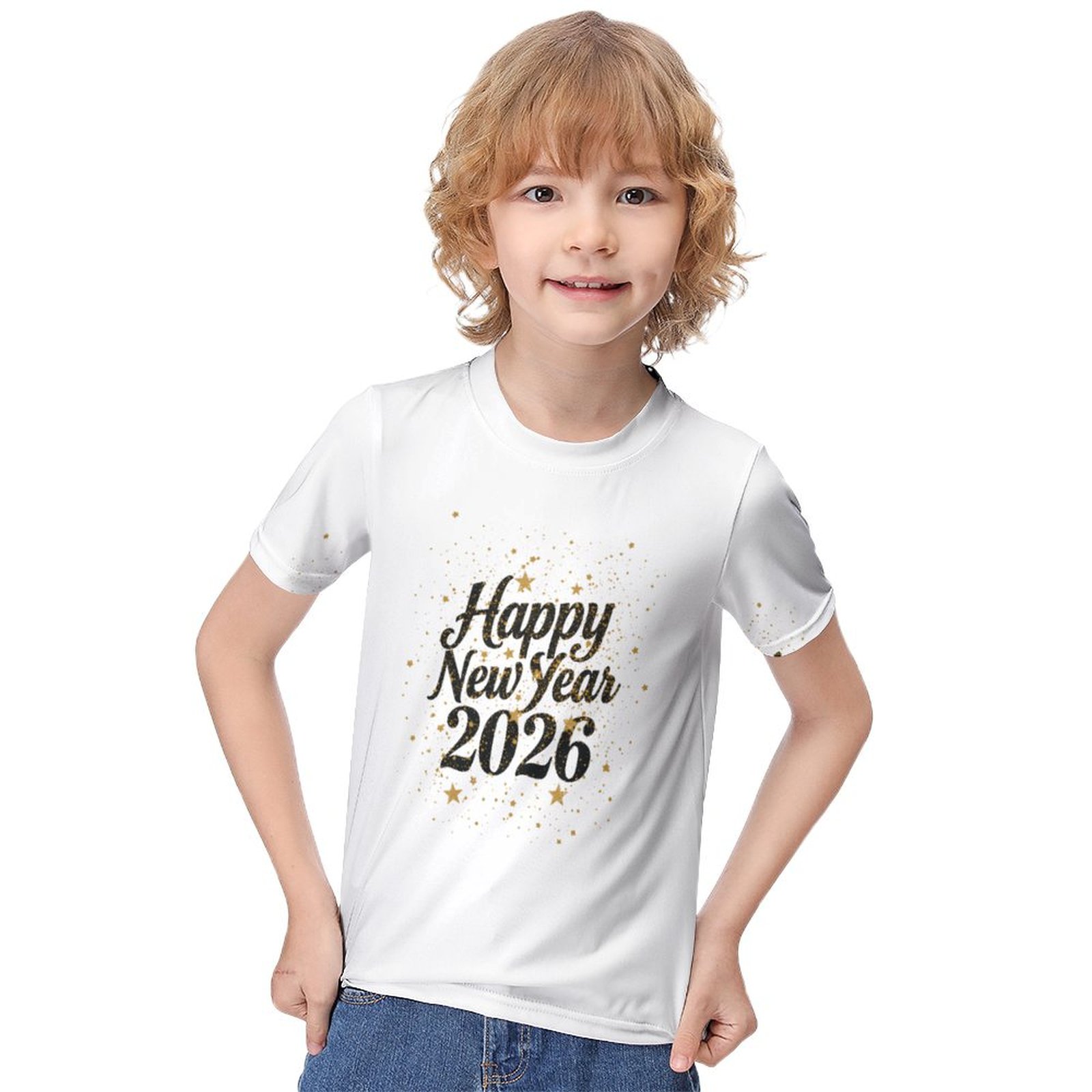 Happy New Year 2026 Celebration Kids T-Shirt Design