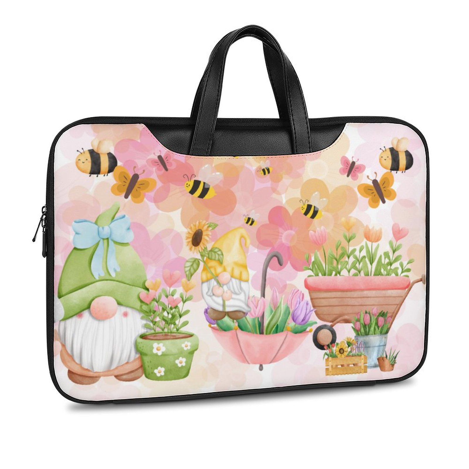 Spring Gnomes Leather computer bag