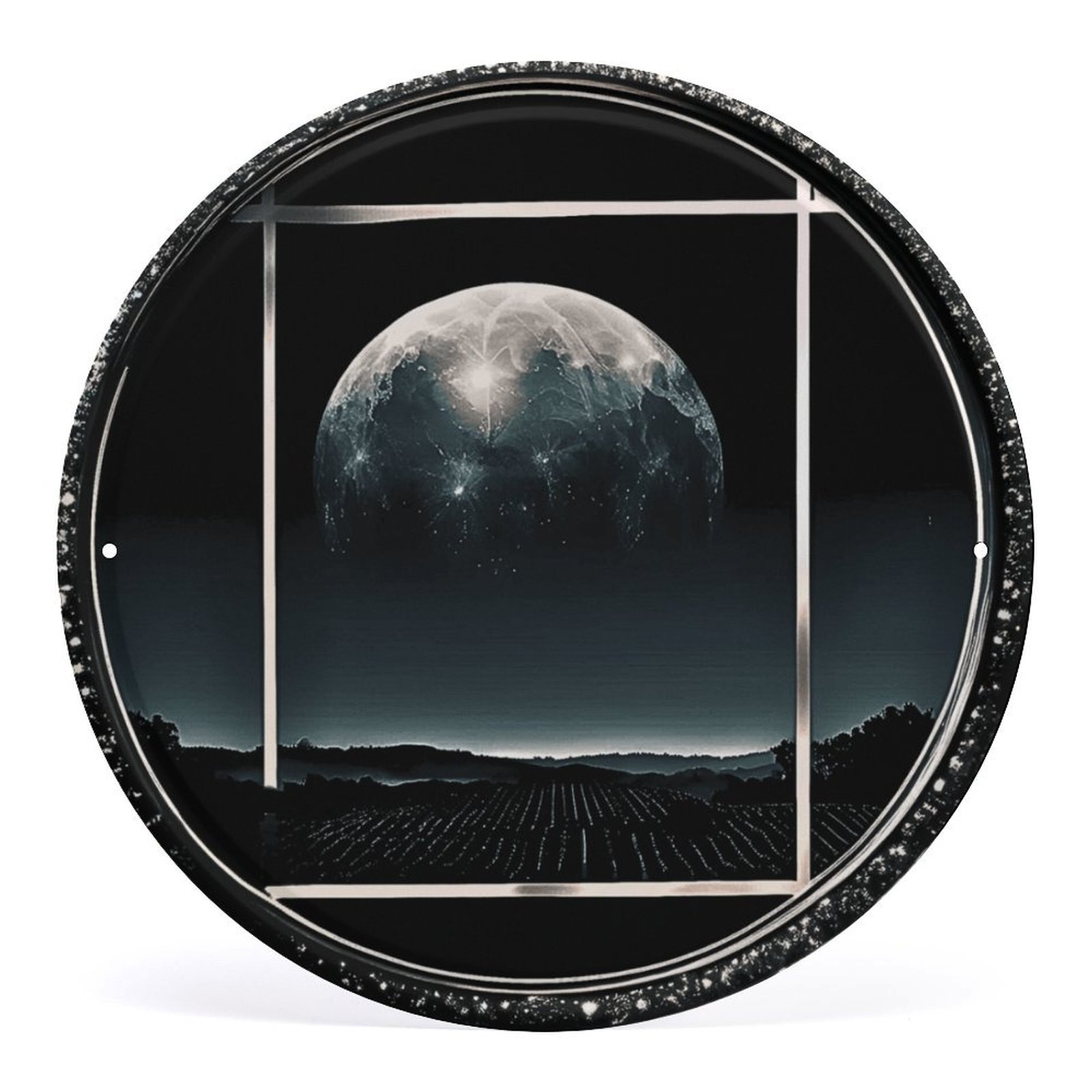 Circular iron hanging picture