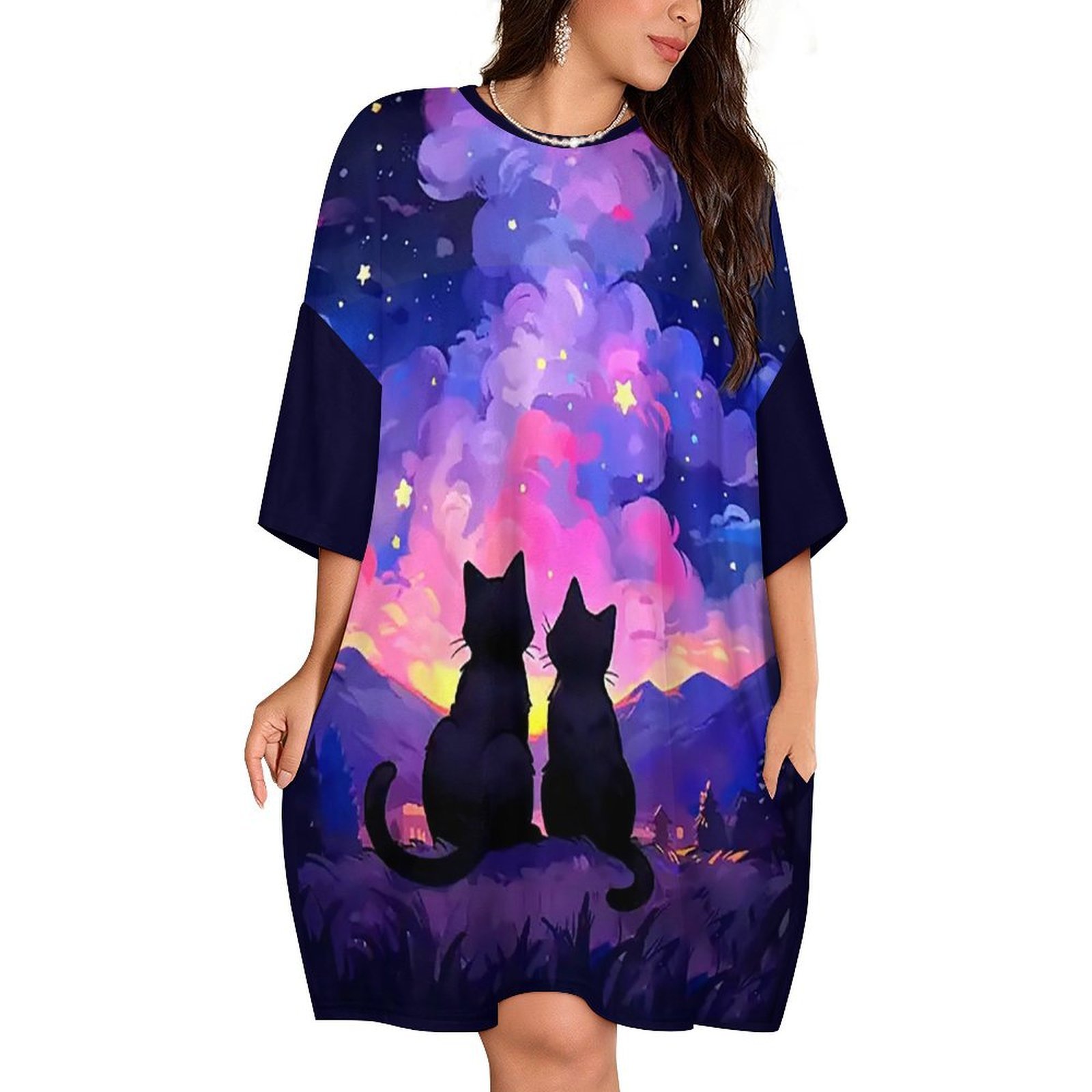 Black Kitties Against The Night Sky