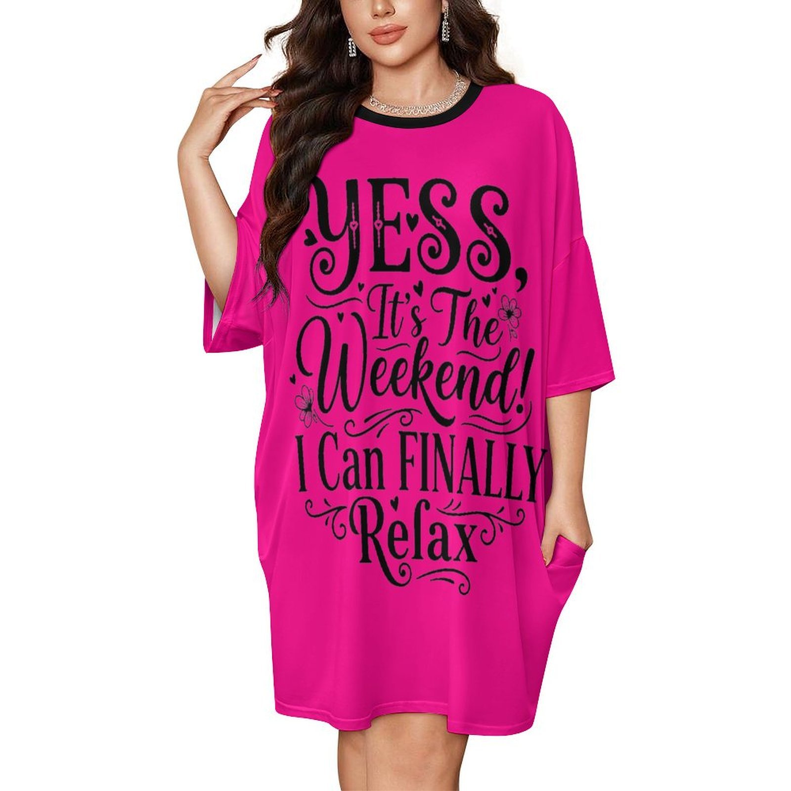 Cozy Hot Pink Weekend Mood Quote