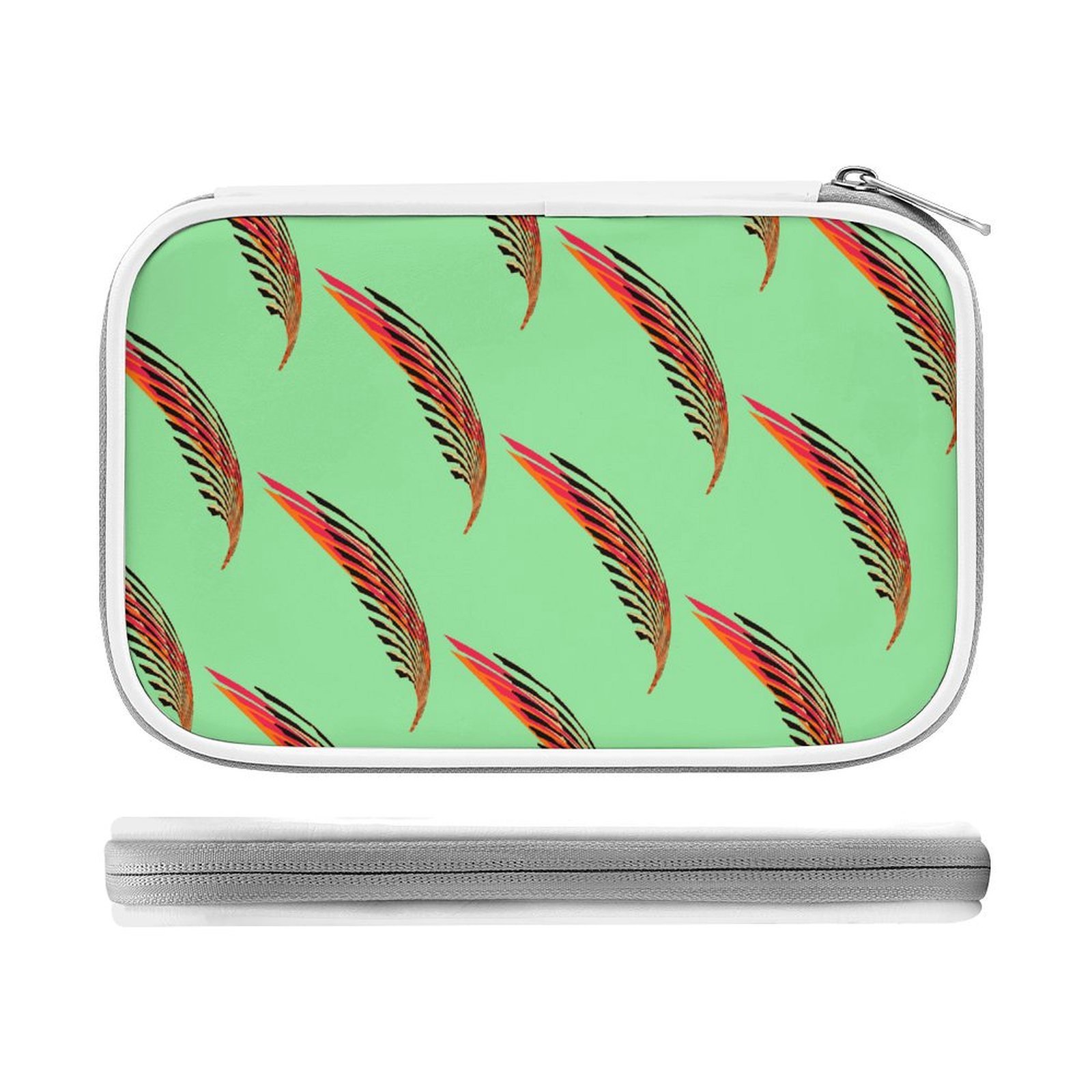 feather black orange fuxia
