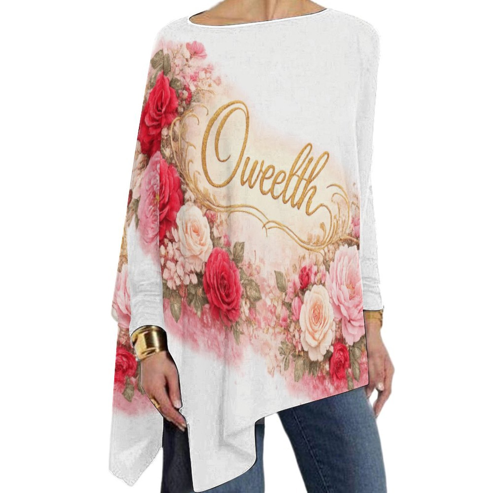 Oweelth Women’s Asymmetric Hem Long Sleeve Top – Chic Modern Statement Blouse