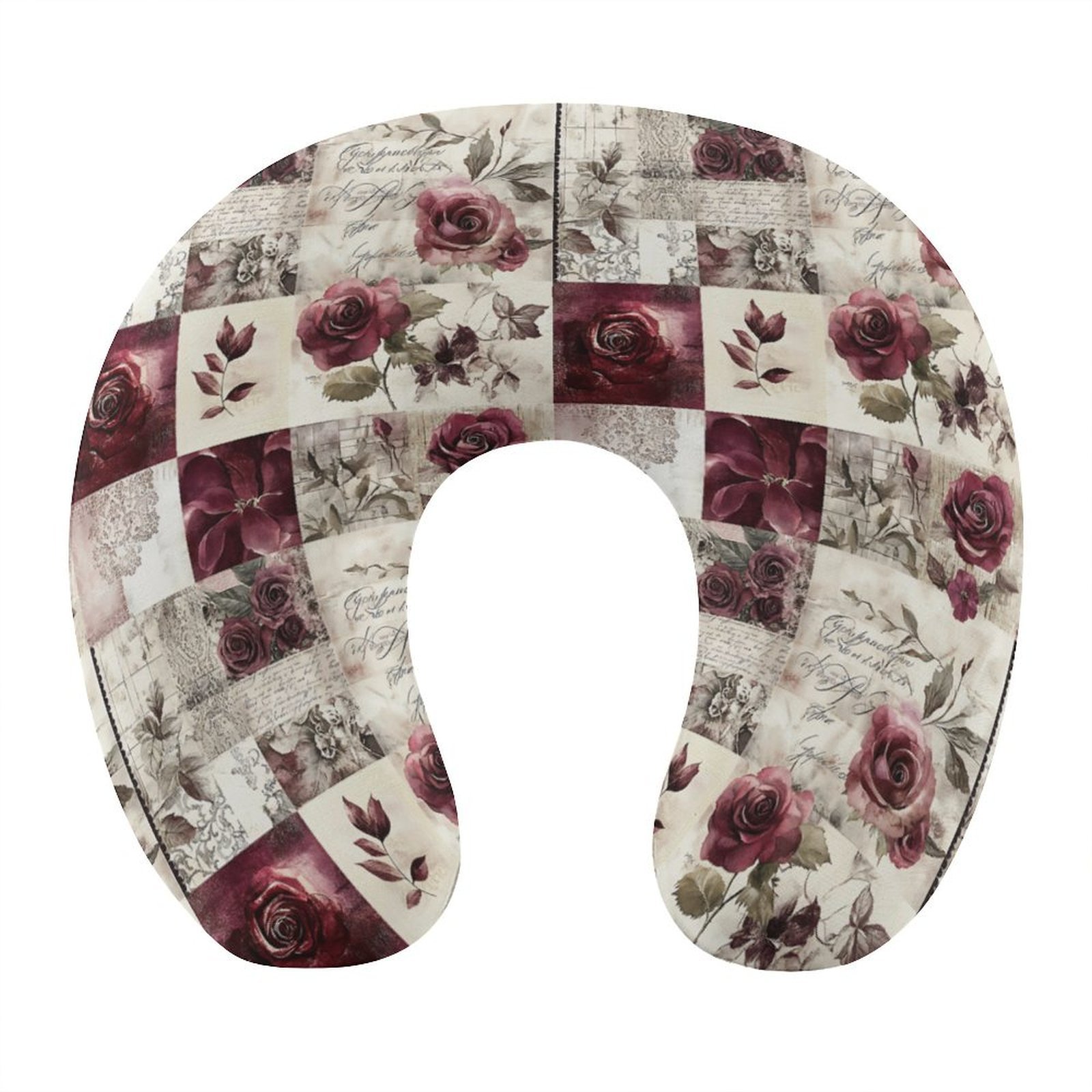 Vintage Rose Patchwork Travel Neck Pillow