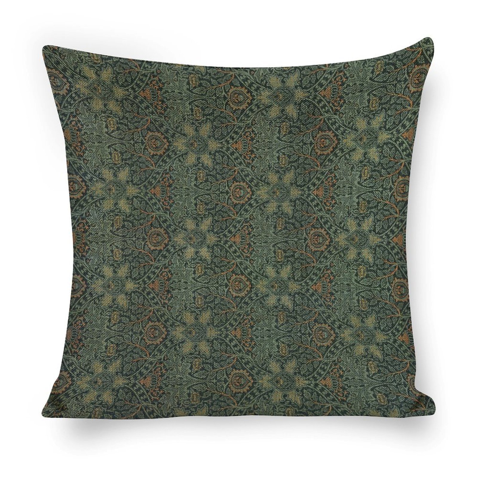 WMorris dark green design Linen Pillow Case