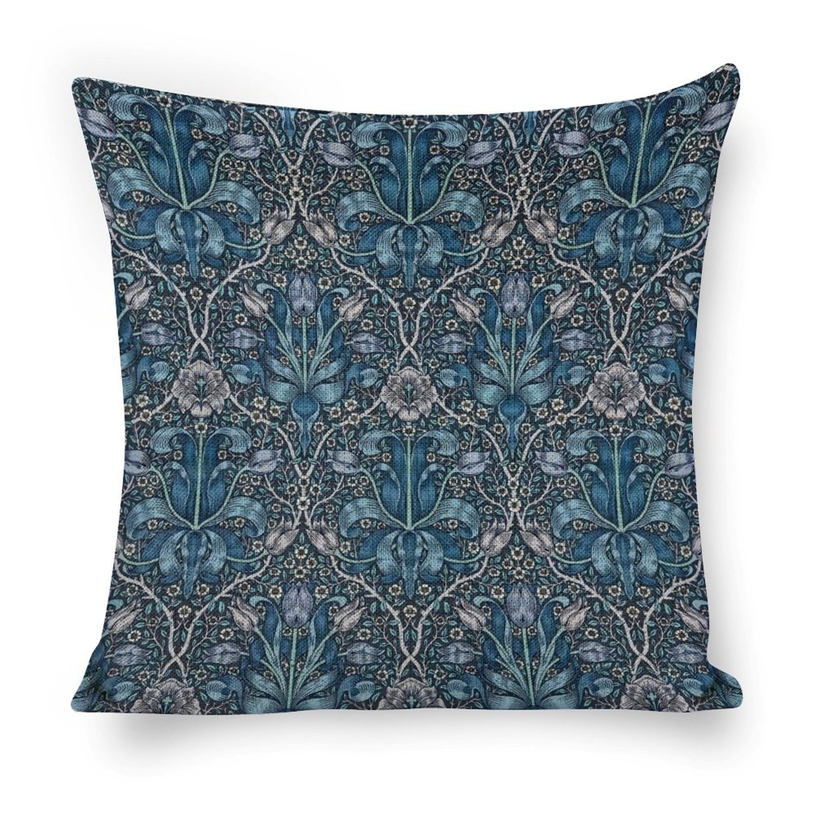 William Morris Blue Pattern Linen Pillow Case