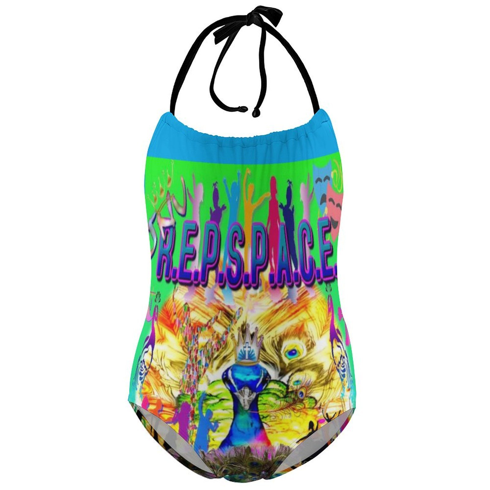 JNV REPSPACE GIRS SWIMSUIT DRAWSTRING GREEN AND BLUE