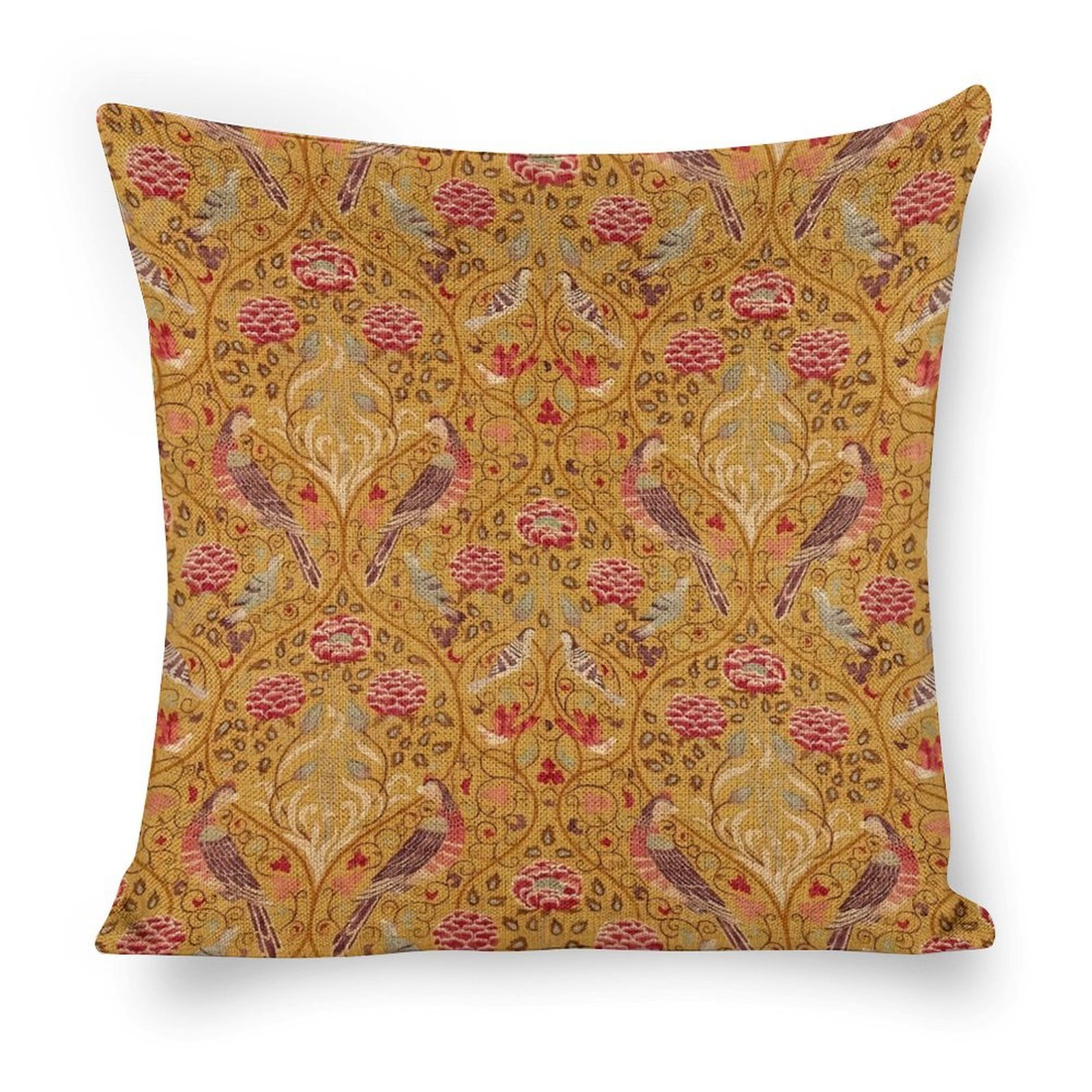 WMorris Gold Pattern Linen Pillow Case