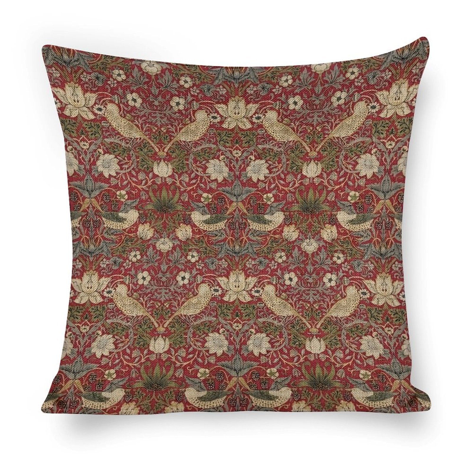 WMorris Red Strawberry Thief Linen Pillow Case
