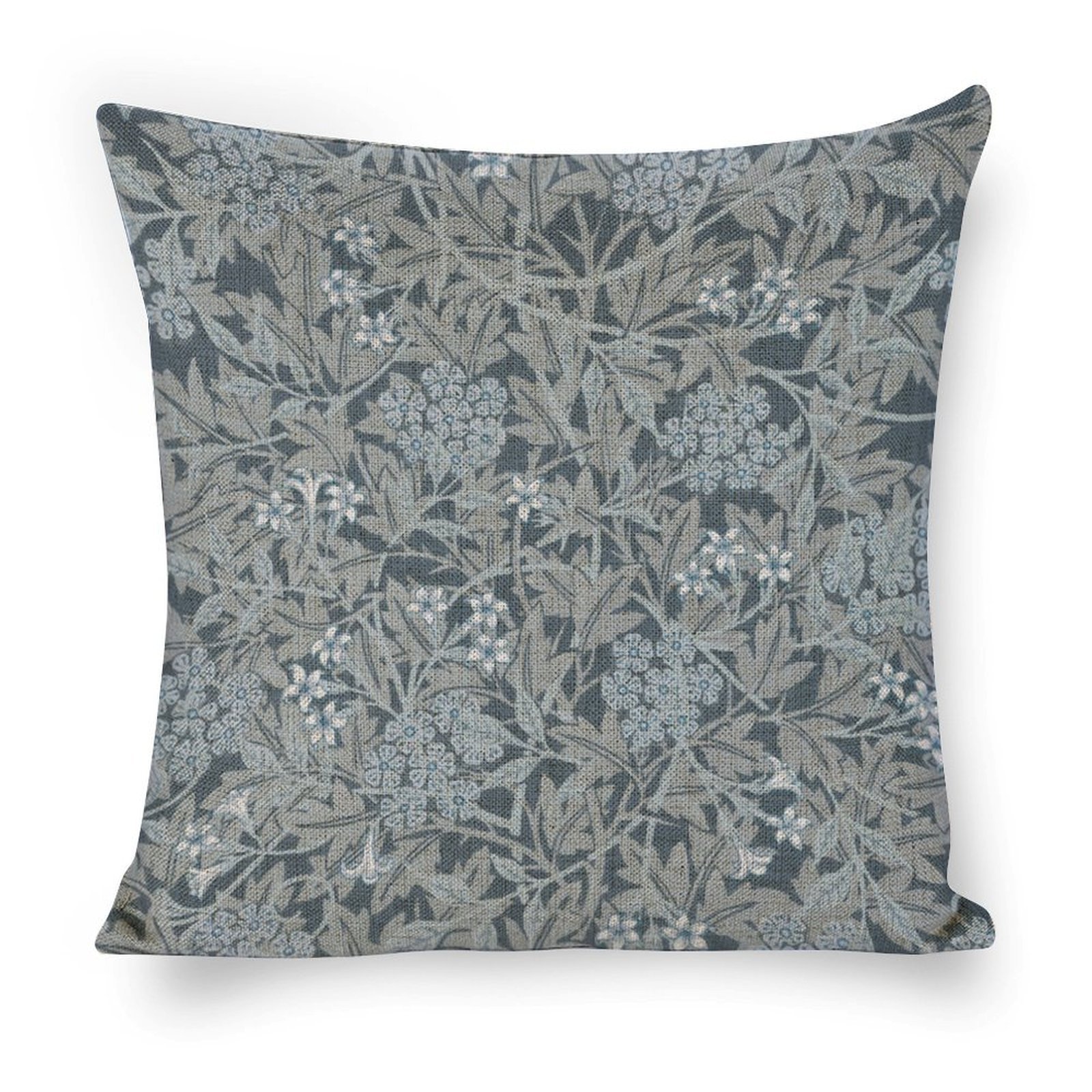 WMorris Blue Foral Linen Pillow Case
