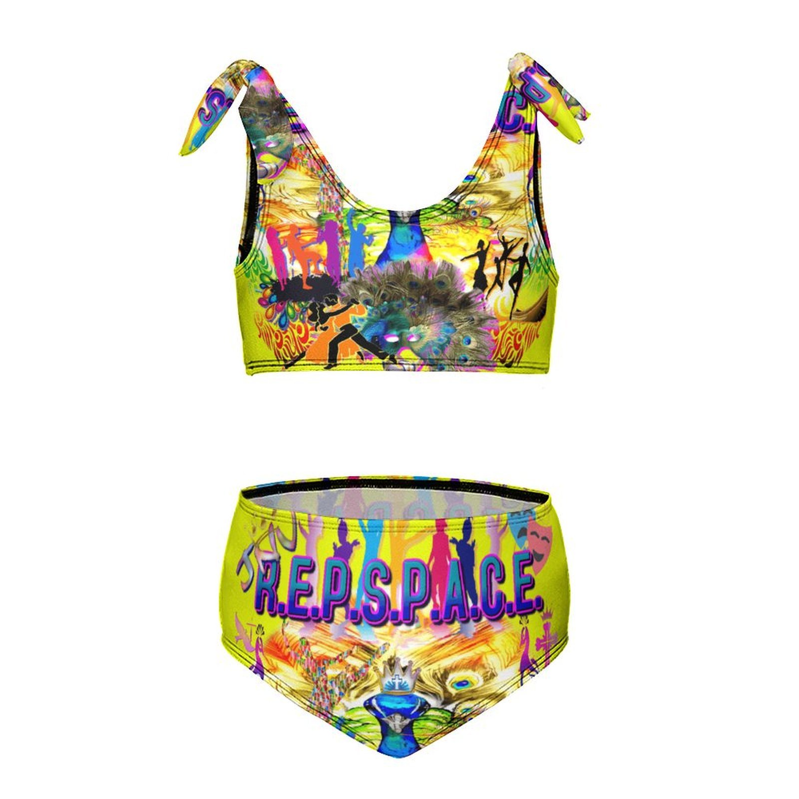JNV REPSPACE GIRLS SWIMSUIT TWO PIECE PLAIN LIME