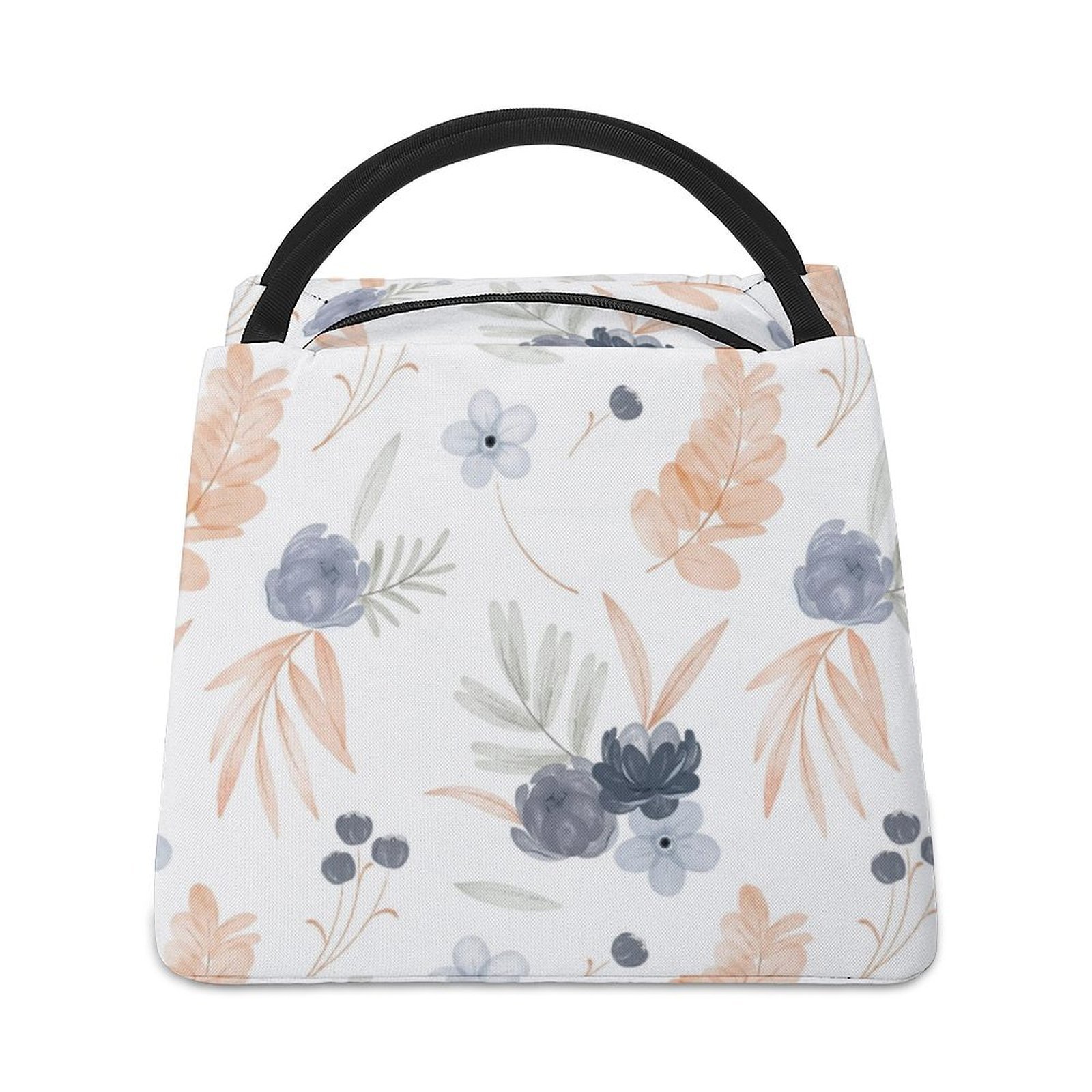 Thermal Lunch Bag Tote- Orange Floral
