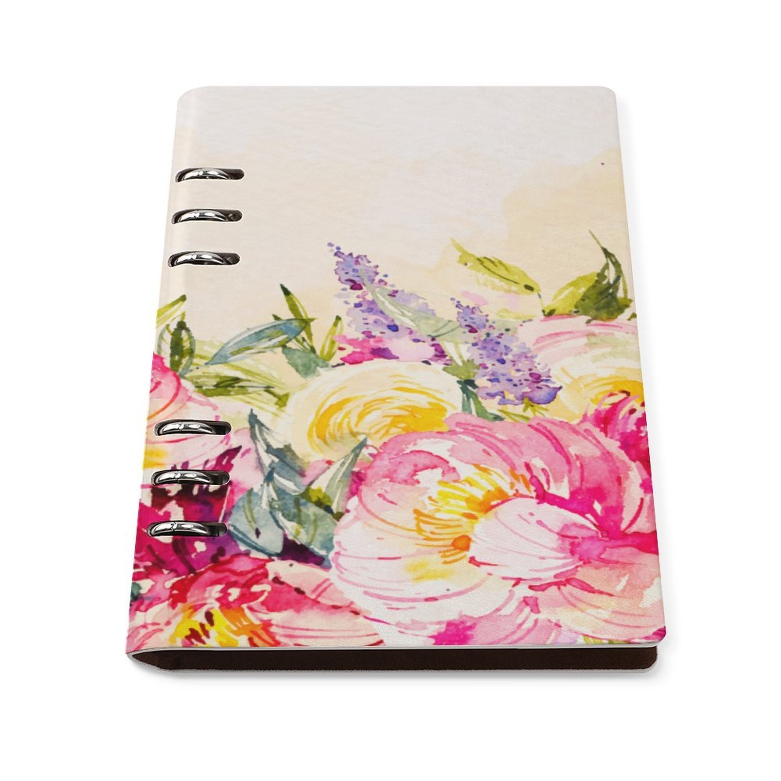 Watercolor Deep Blush Purple Yellow Floral Spiral Journal Notebook artistic