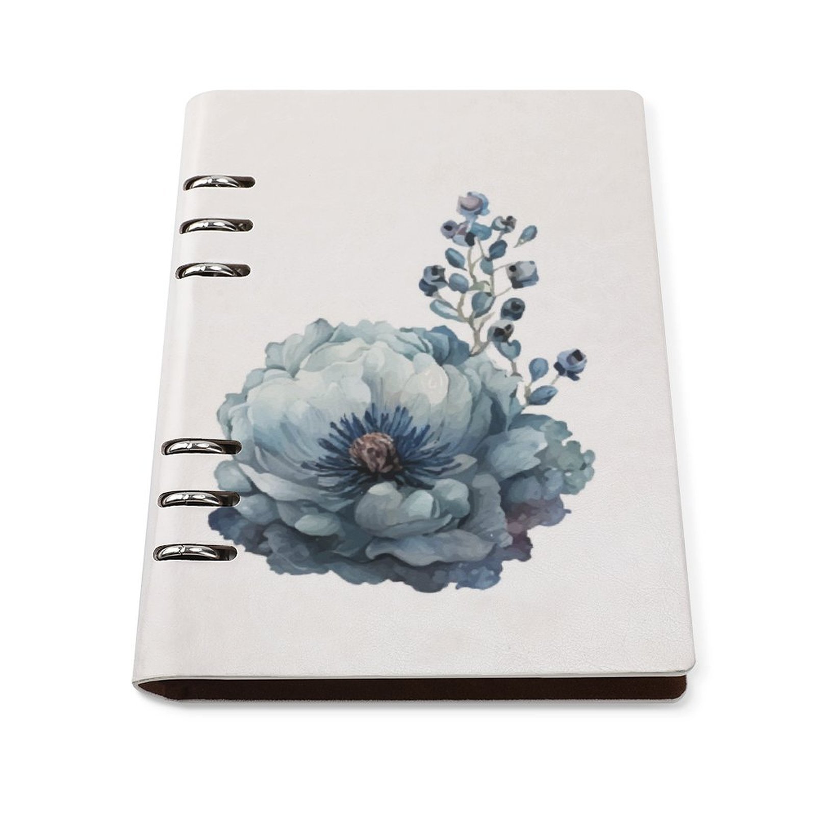 Watercolor Blue shades aesthetic Floral Spiral Journal Notebook artistic Binder Notebook (A5)
