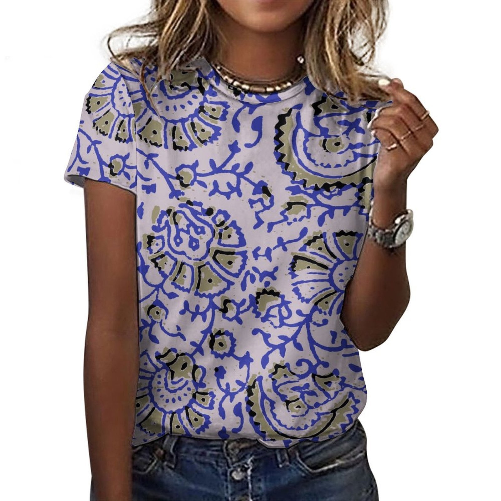 Floral Print green navy Women’s T-Shirt