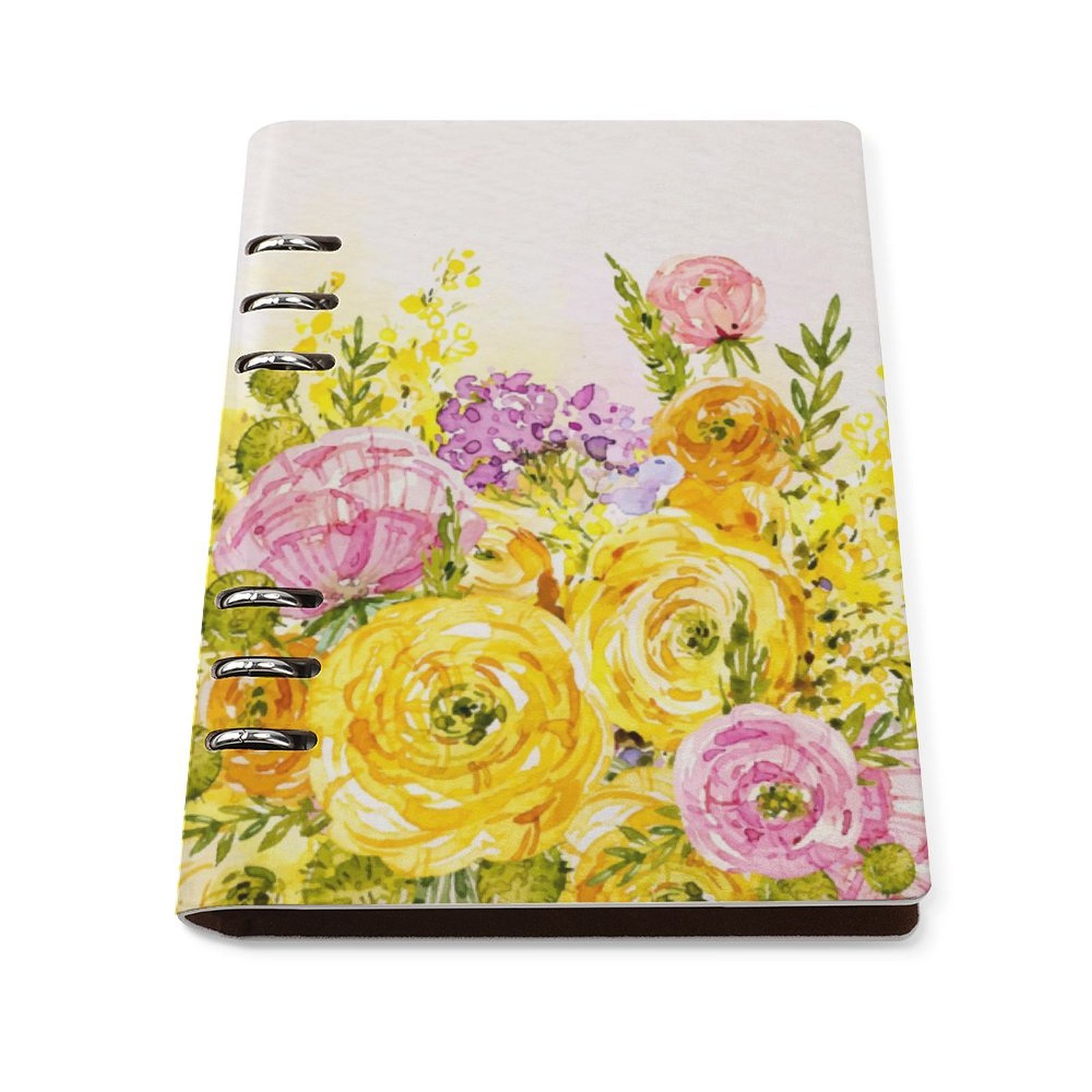 Watercolor Yellow Deep blush aesthetic Floral Spiral Journal Notebook artistic Binder Notebook (A5)