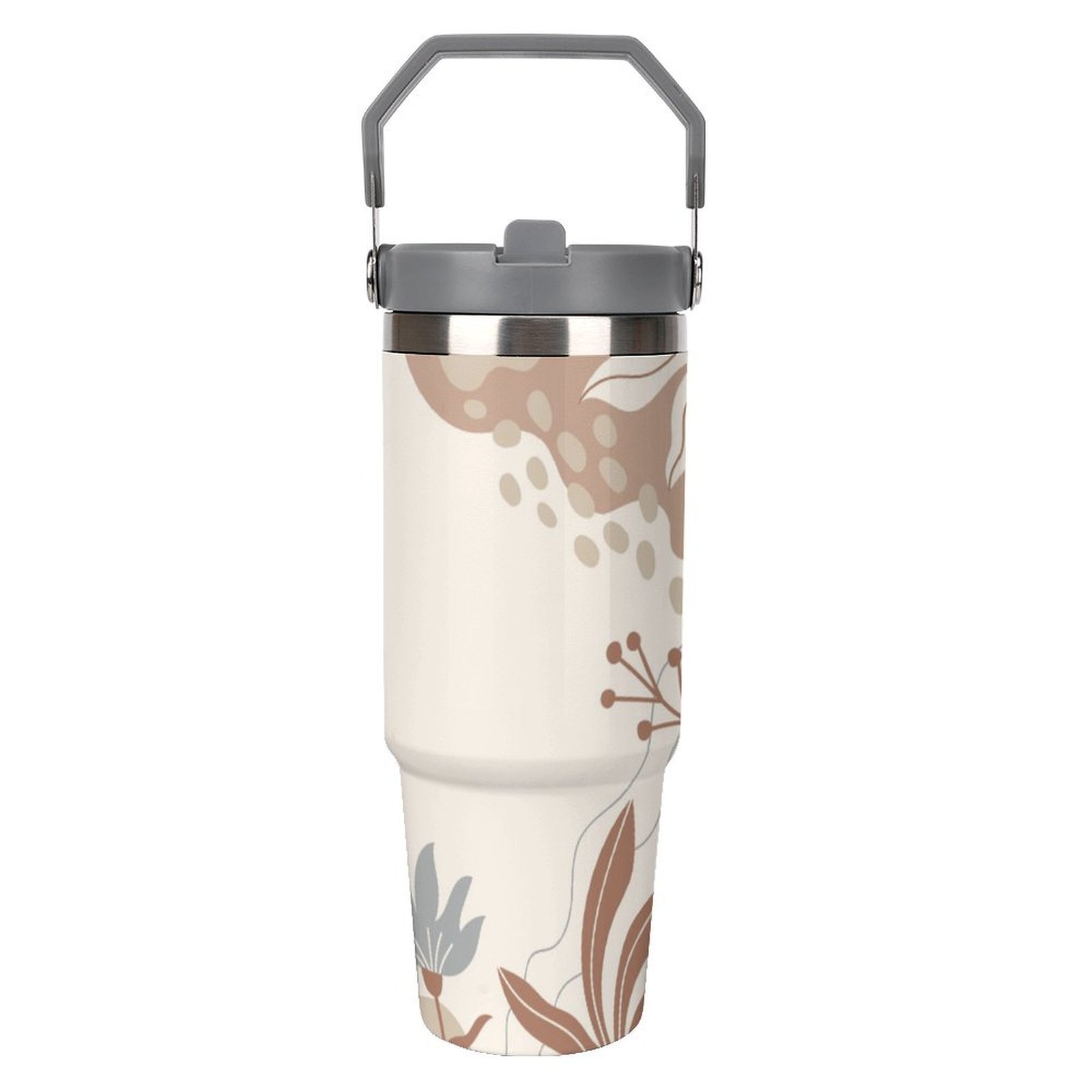 Drinkware Tumbler Vacuum Flask -Brown Beige Abstract