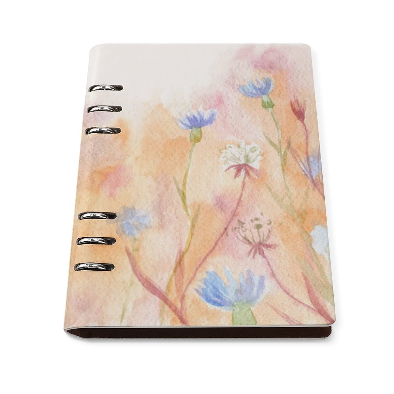 Watercolor Rust blue Floral Spiral Journal Notebook artistic