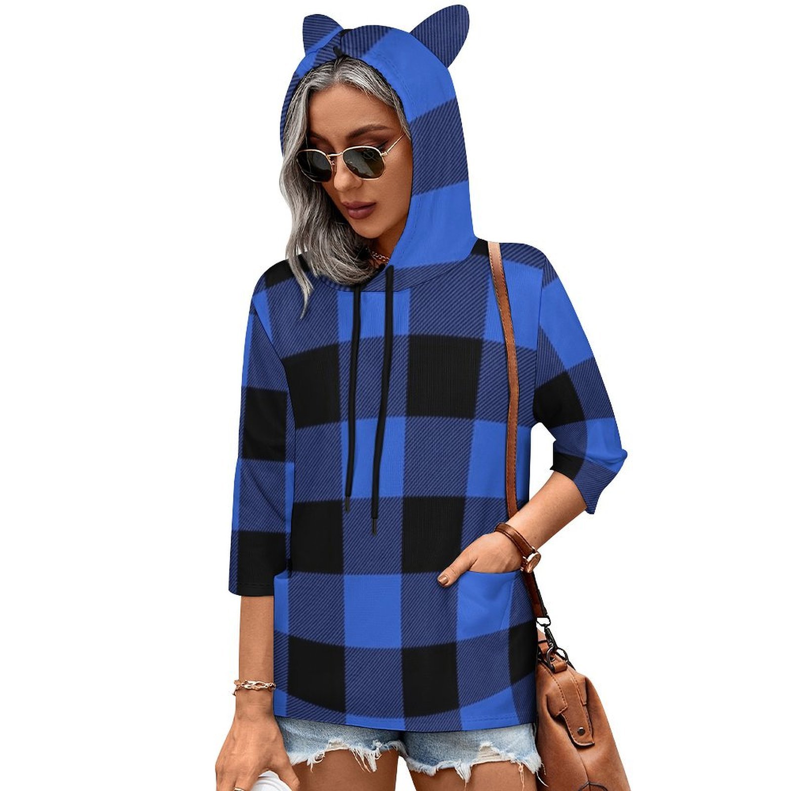 Dark Blue Flannel Print
