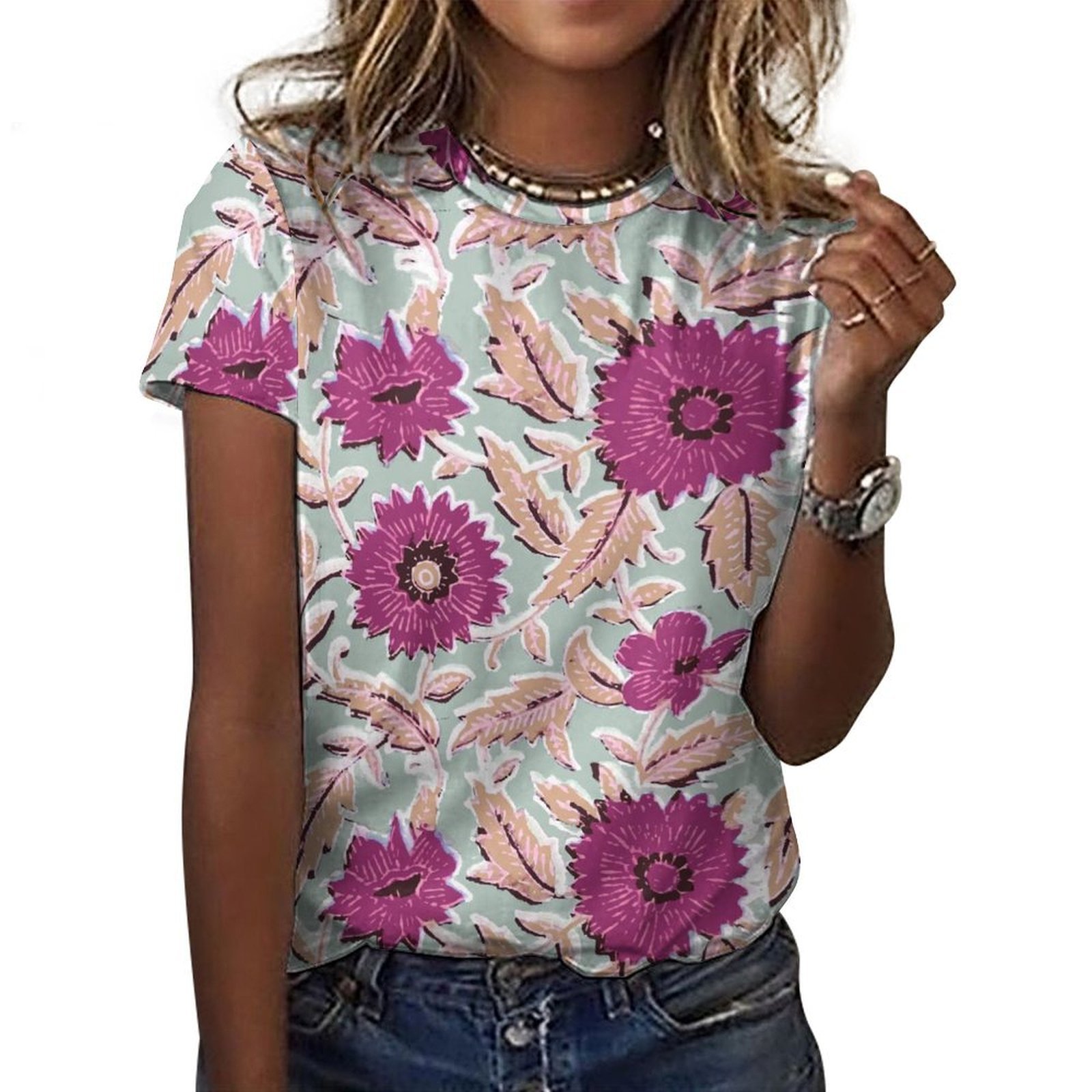 Floral Print blush magenta tone Women’s T-Shirt