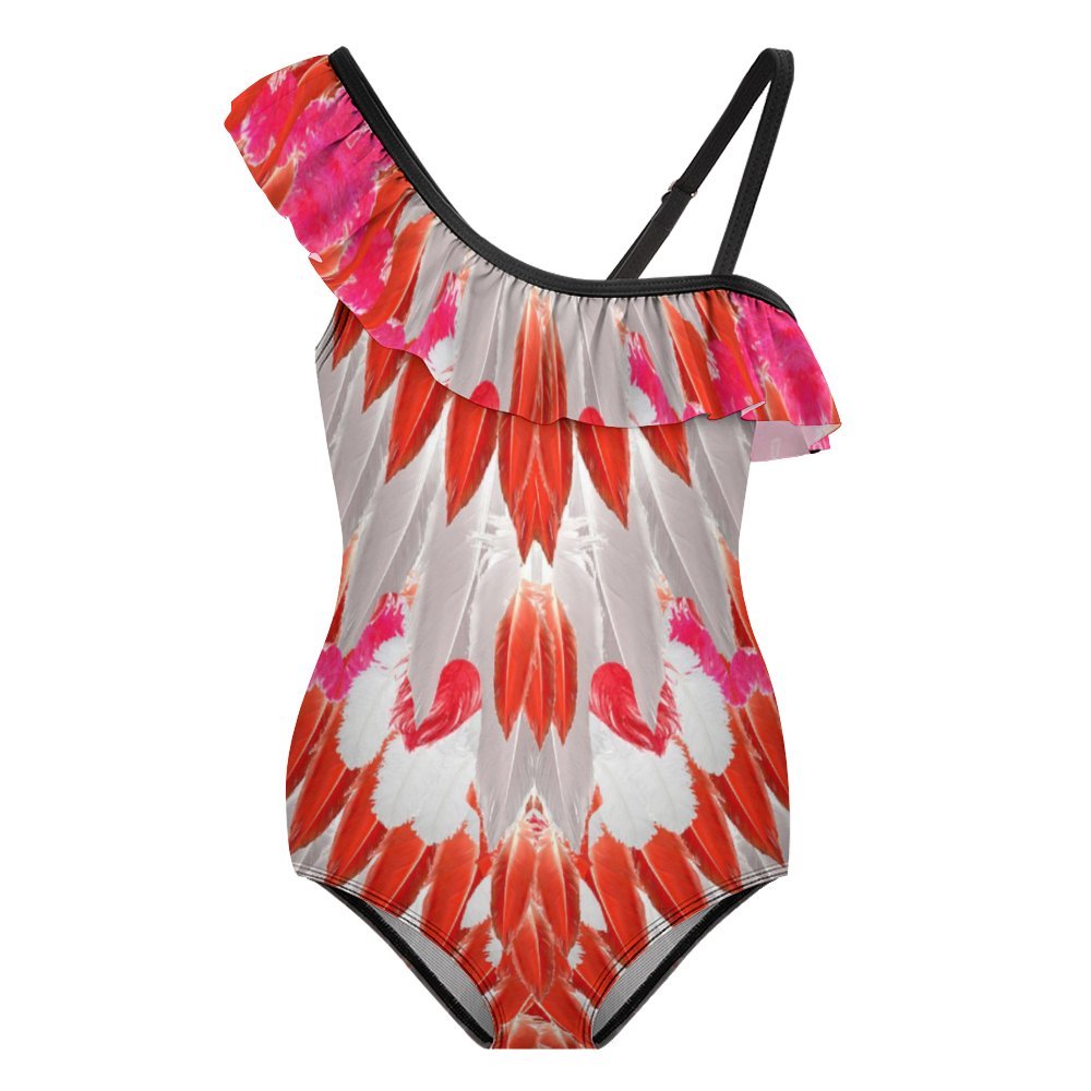 Floundered one-piece swimsuit for girls