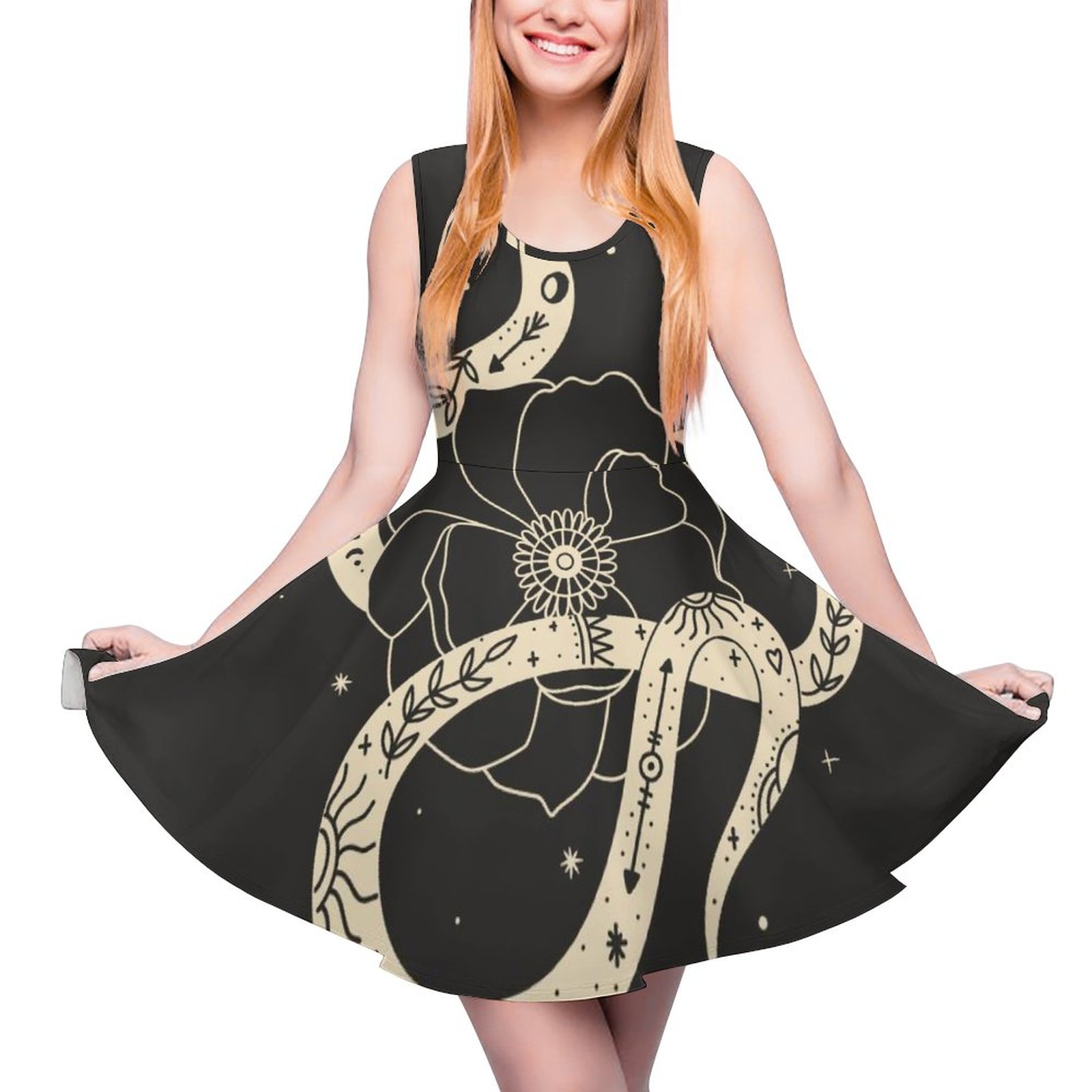 All Over Print Women's Sleeveless Round Neck A-Line Skater Dress