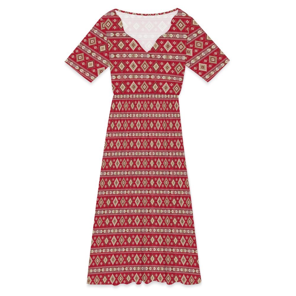Armenian Patterns Mid length skirt V-Neck Mid Length Dress