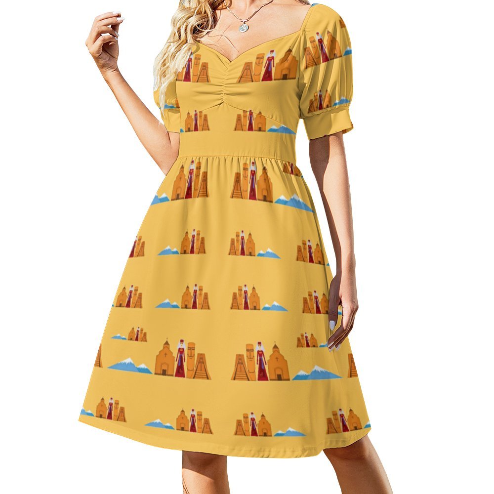 Armenia Dress Sweetheart Neck Puff Sleeve Mini Dress (B271)