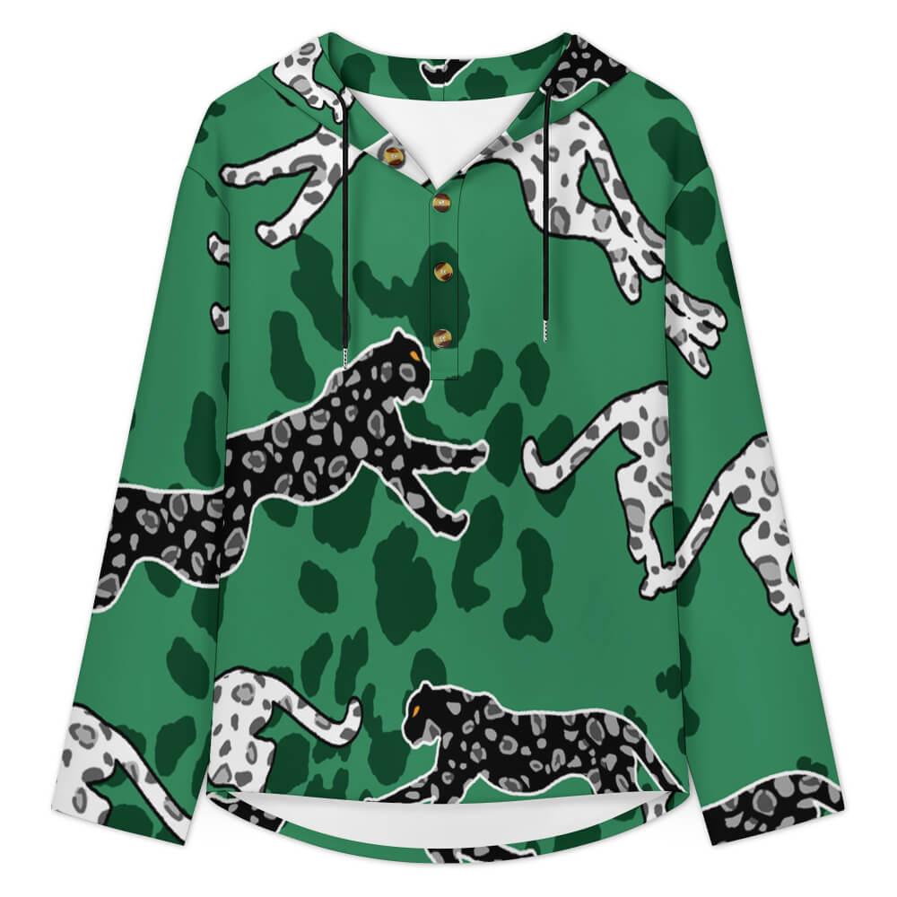 Custom Men's Long Sleeve Button hooded sweatshirt