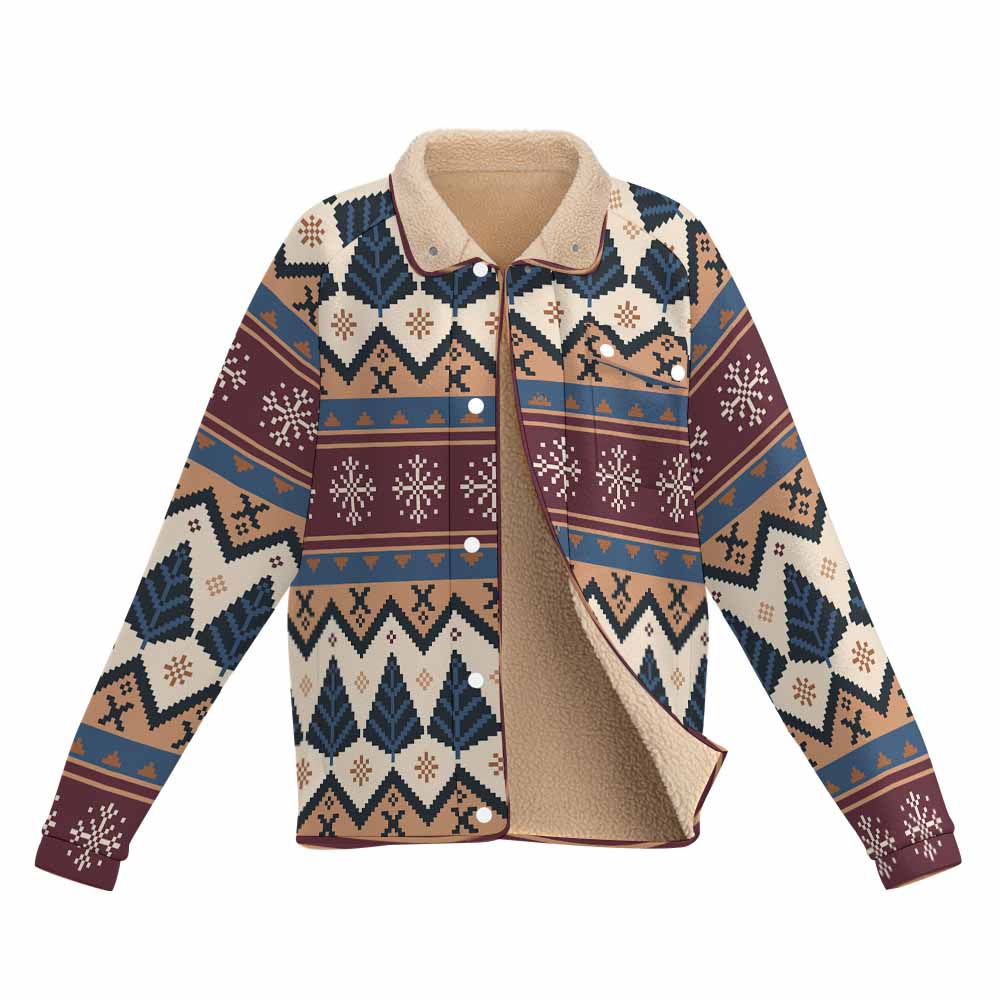 Women's Casual Fleece-Lined Button-Up Jacket with Chest Pocket