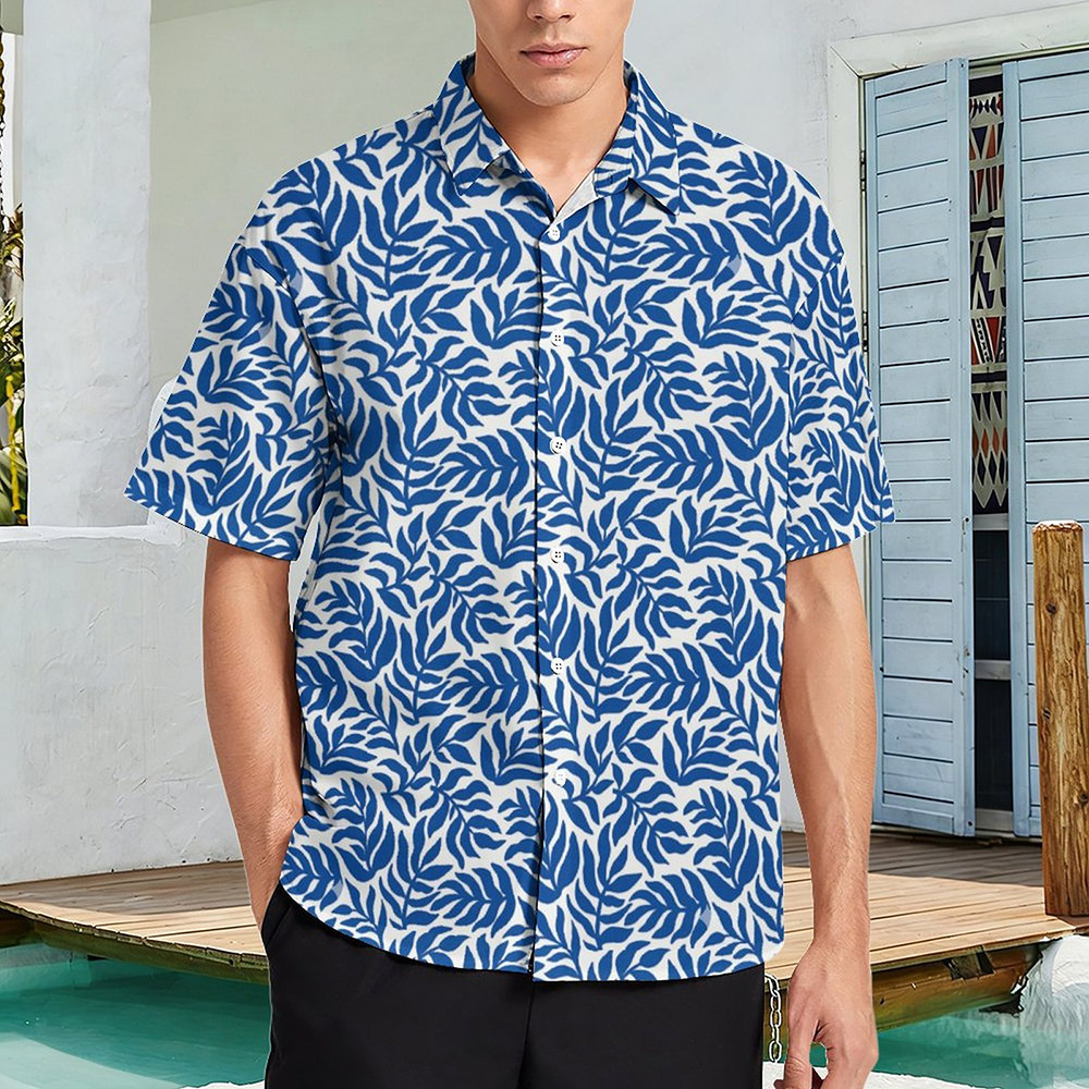 100% Cotton Custom All Over Print Men's Short Sleeved Shirt