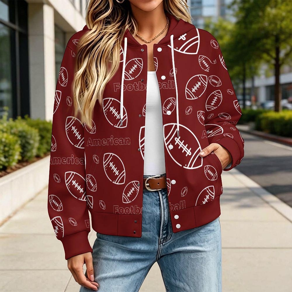 Custom Women Hooded Button‑Up Jacket Coat