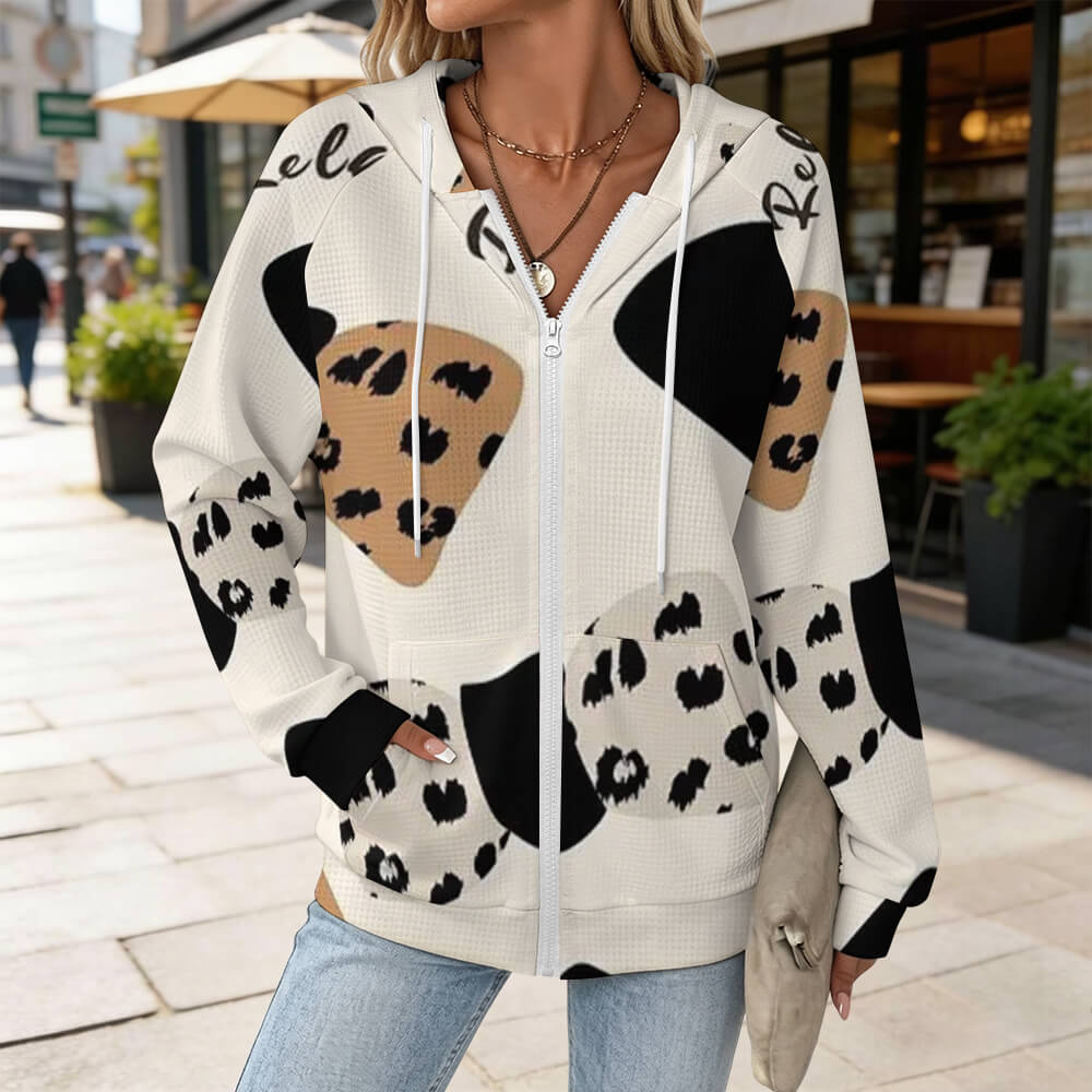 Custom Women Long Sleeve Zipper Hoodies